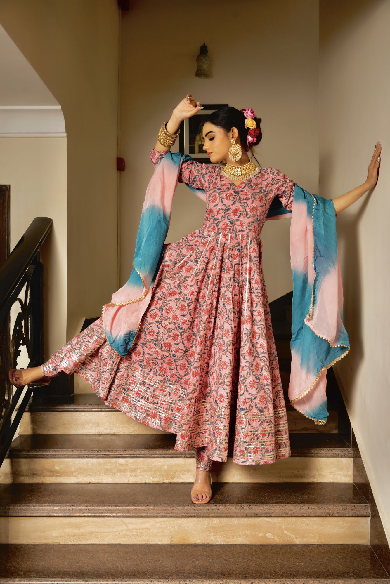 Poppy Moon Gotapatti Anarkali Suit Set