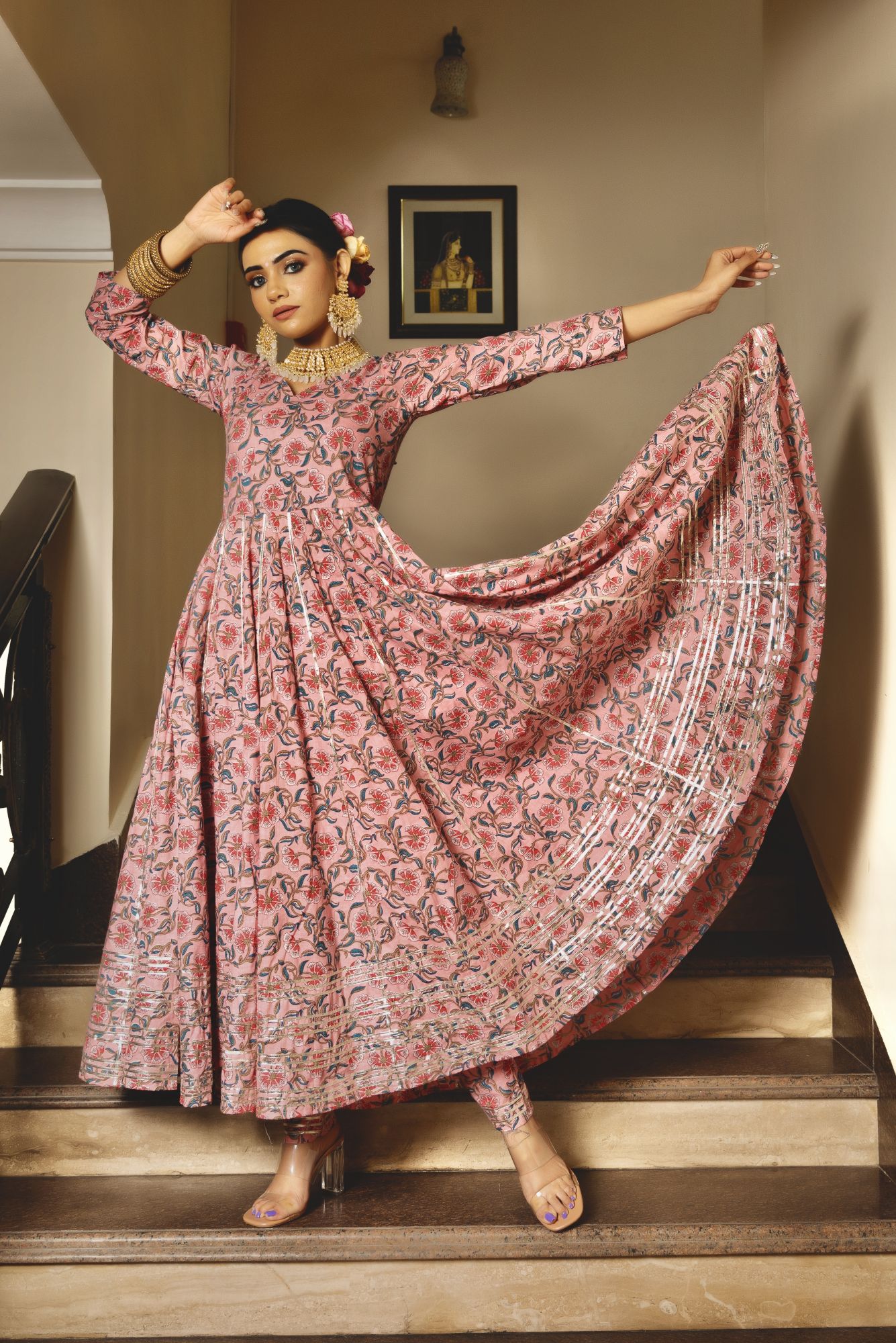 Poppy Moon Gotapatti Anarkali Suit Set