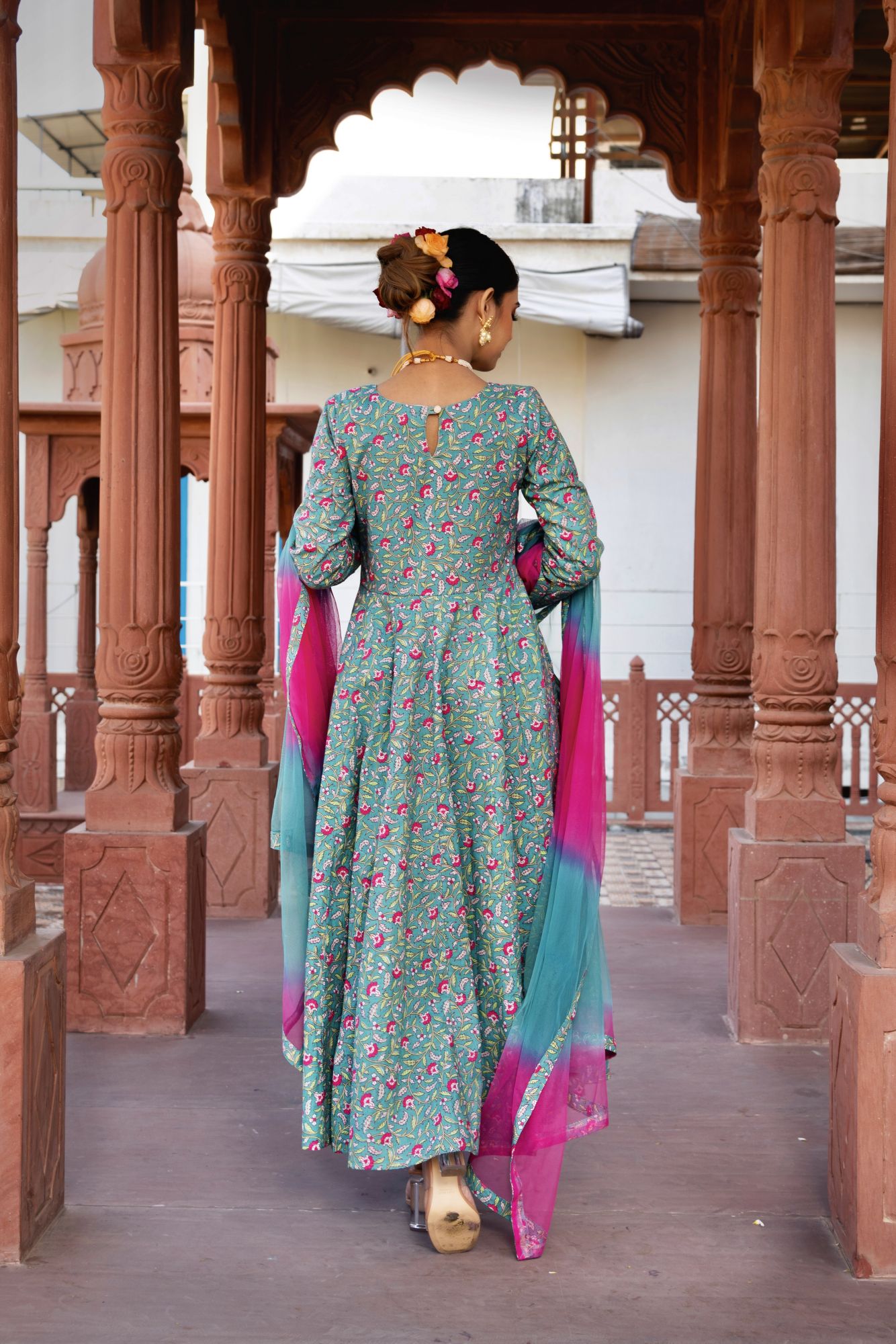 Coconut Garden Printed Anarkali Suit Set