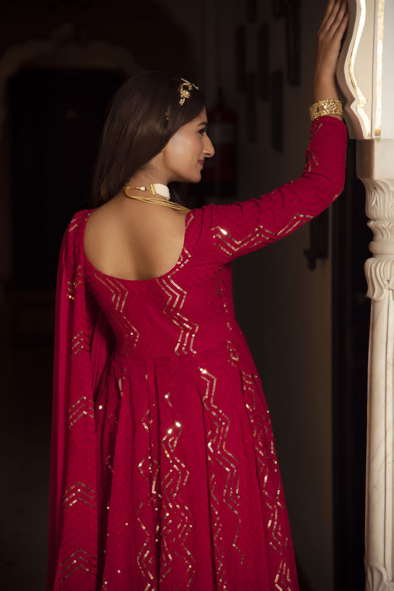 Royal Rani Zigzag Embroided Anarkali Suit Set