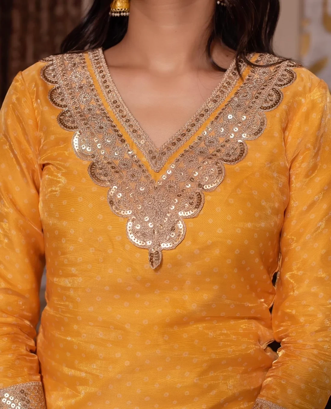 Yellow Bandhej Sharara Set