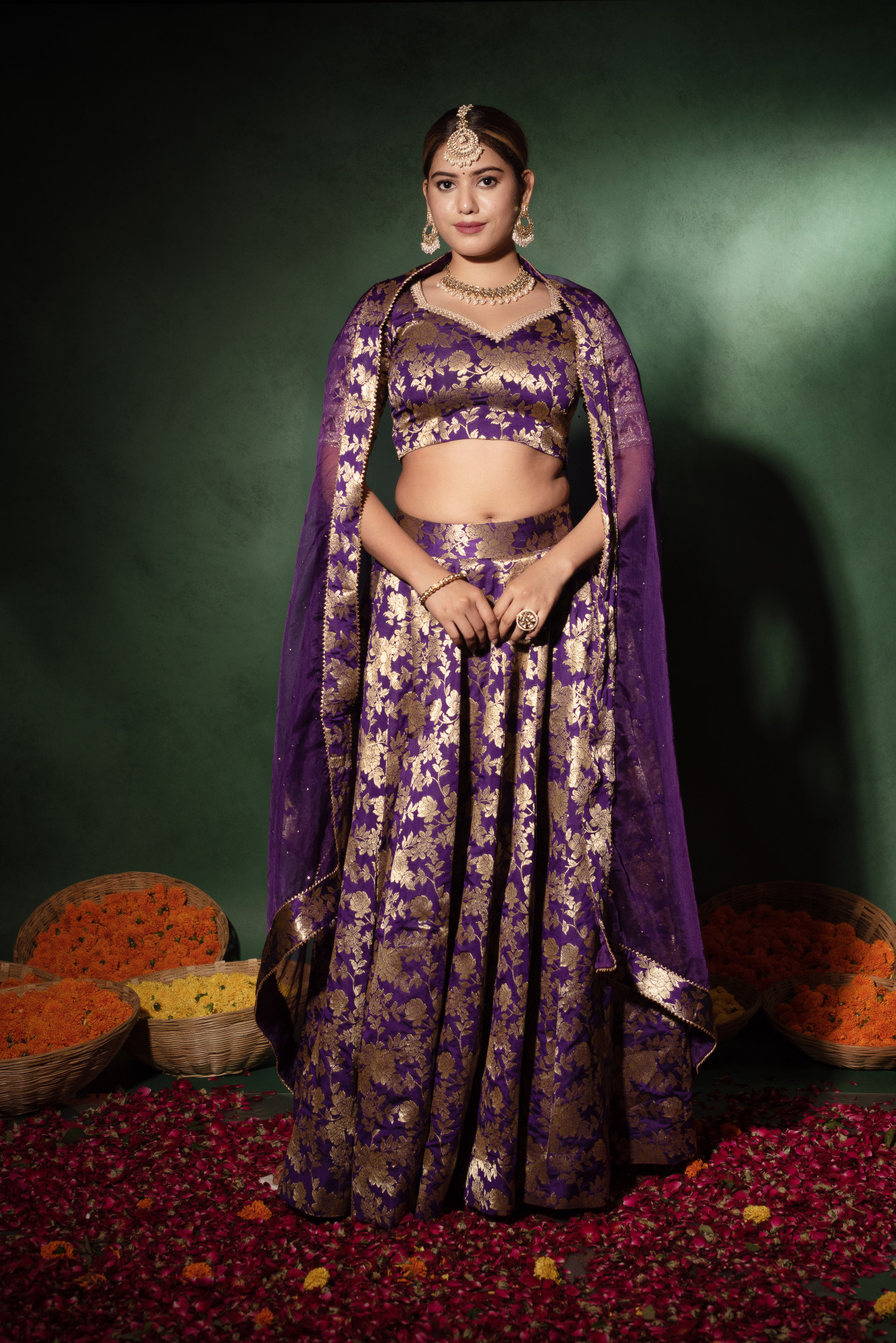 Voilet Purple Banarasi Lehenga Set