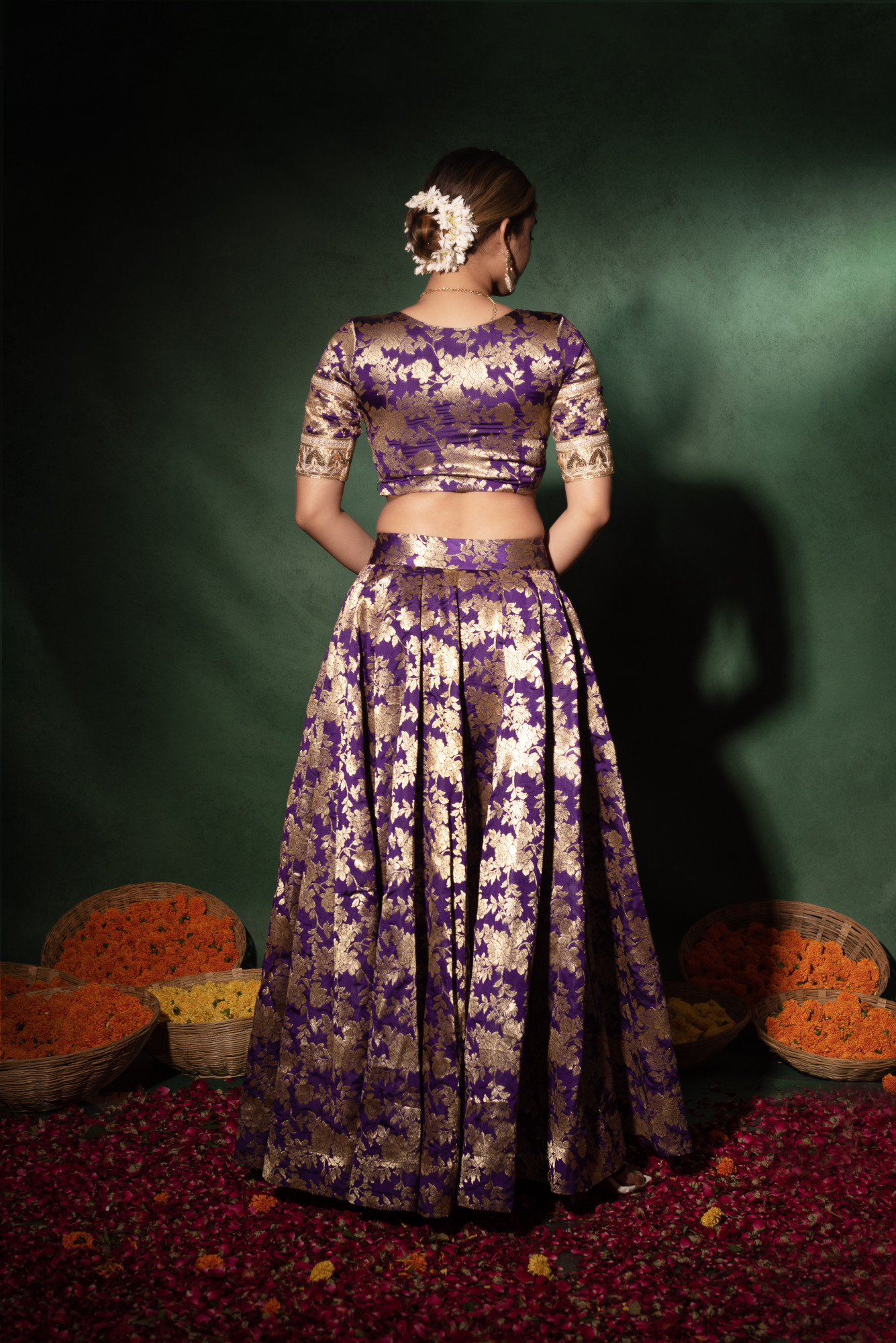 Voilet Purple Banarasi Lehenga Set
