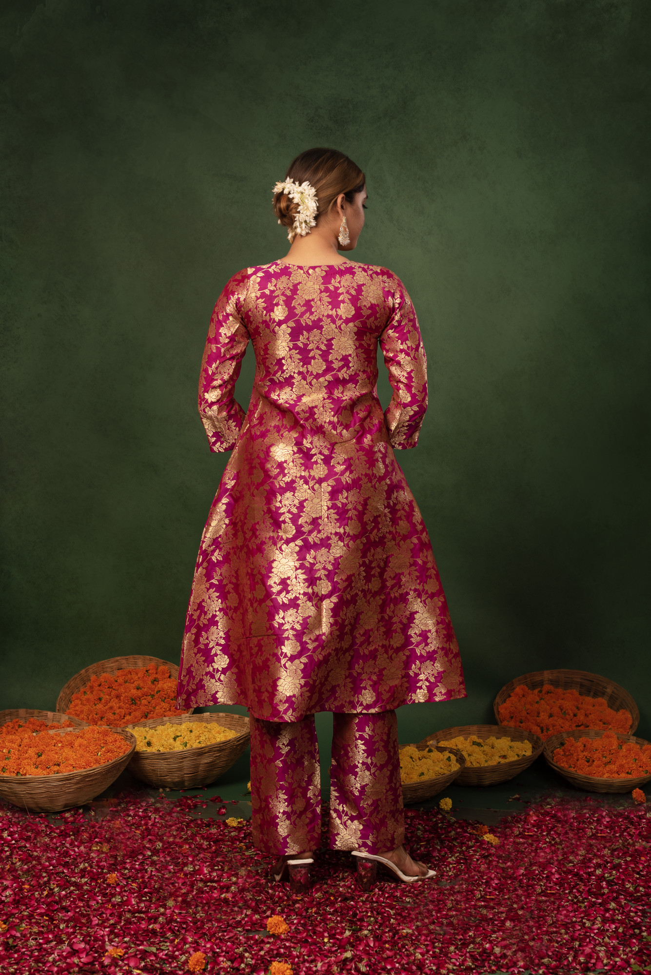 Barbie Pink Banarasi Straight Suit Set