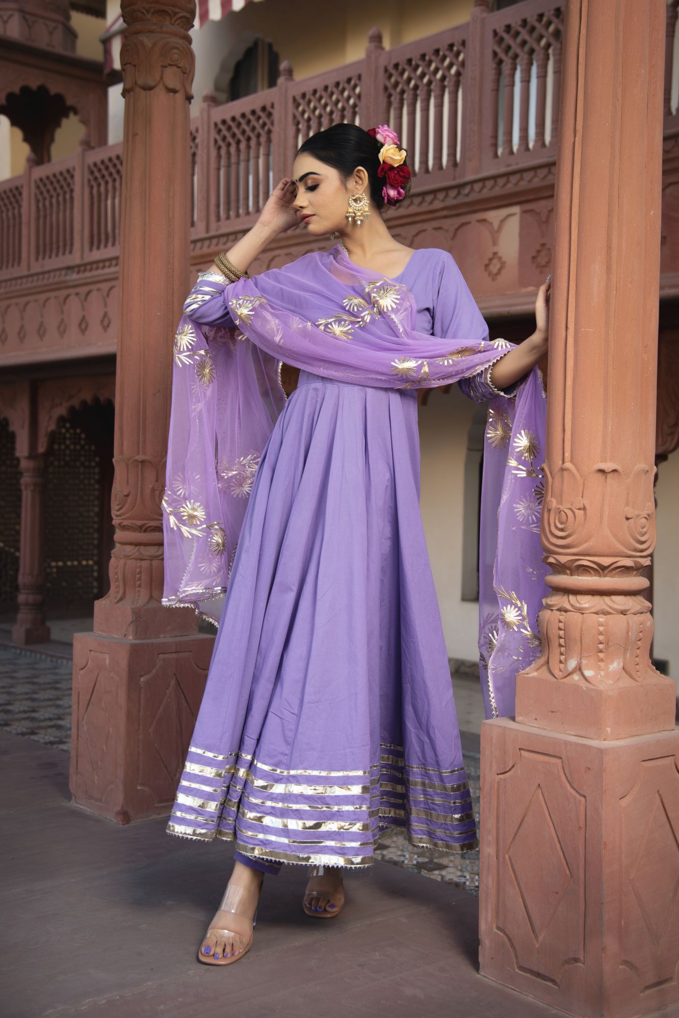 Lilac Diva Gotapatii Anarkali Suit Set