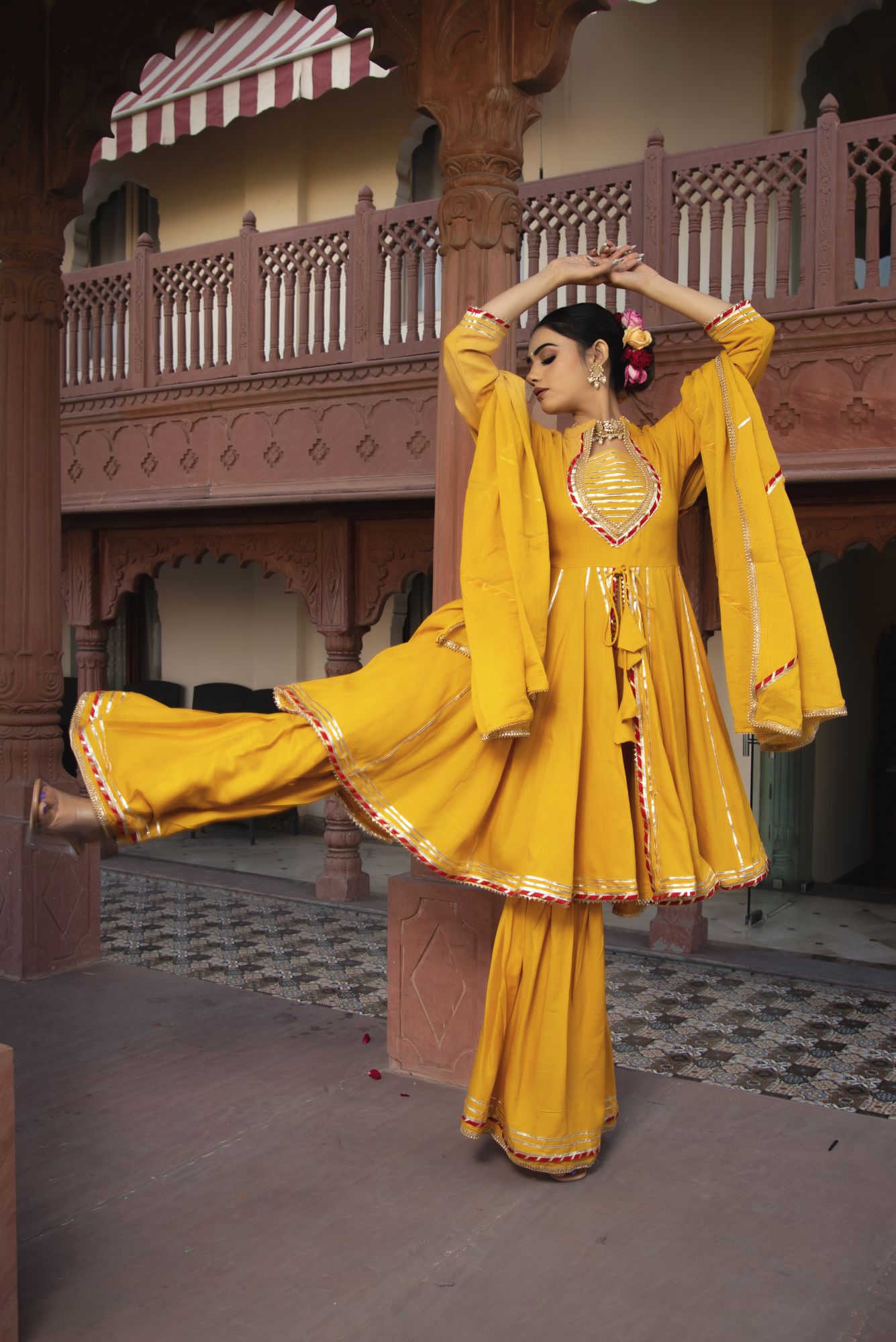 Haldi Pick Gotapatti Handwork Sharara Set