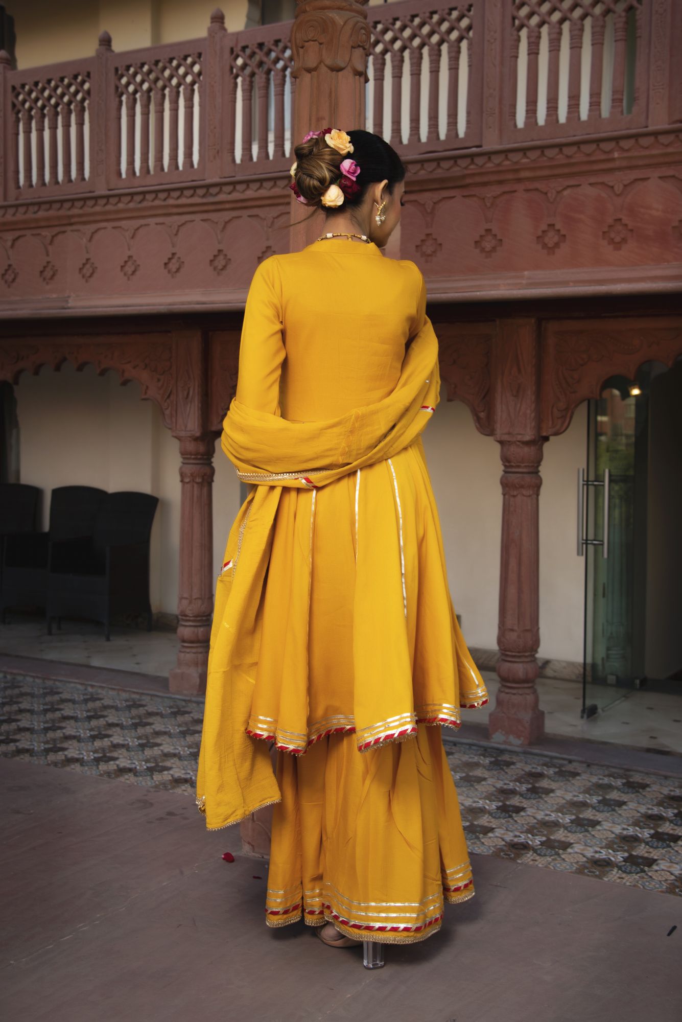 Haldi Pick Gotapatti Handwork Sharara Set