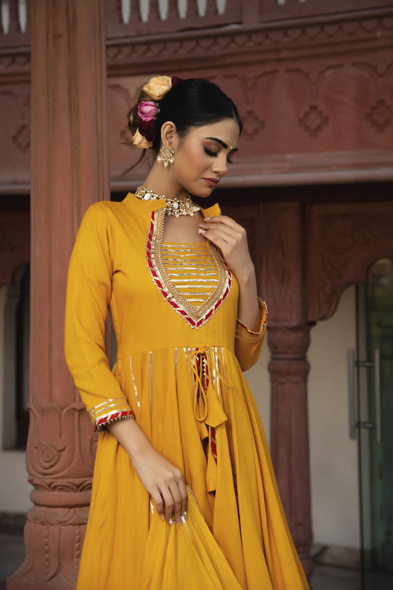 Haldi Pick Gotapatti Handwork Sharara Set