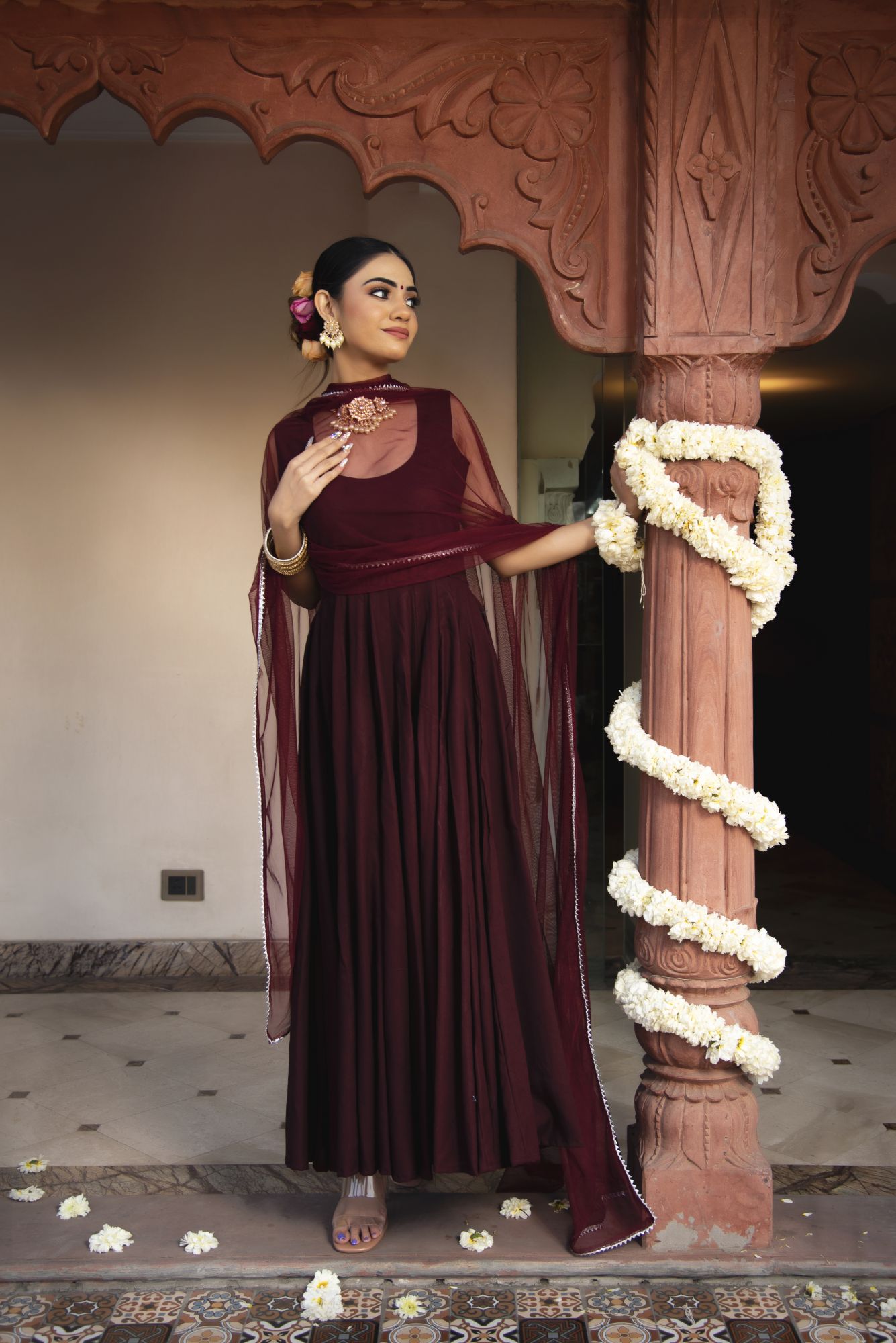 Classy Wine Anarkali Suit Set