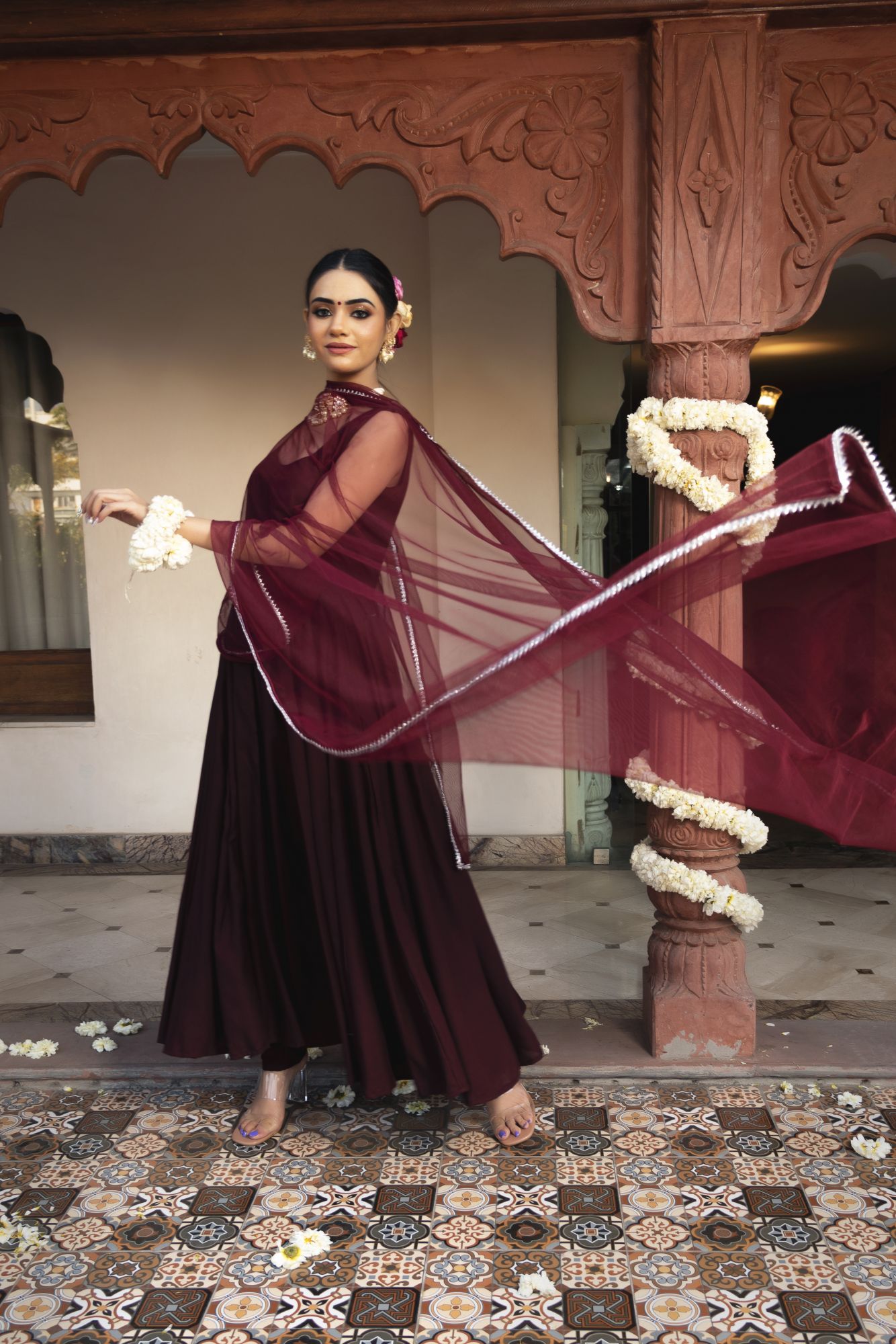 Classy Wine Anarkali Suit Set