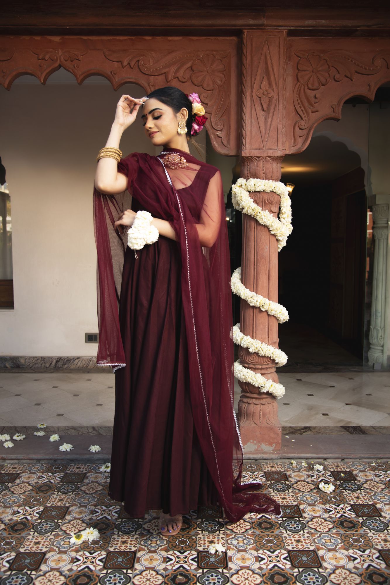 Classy Wine Anarkali Suit Set