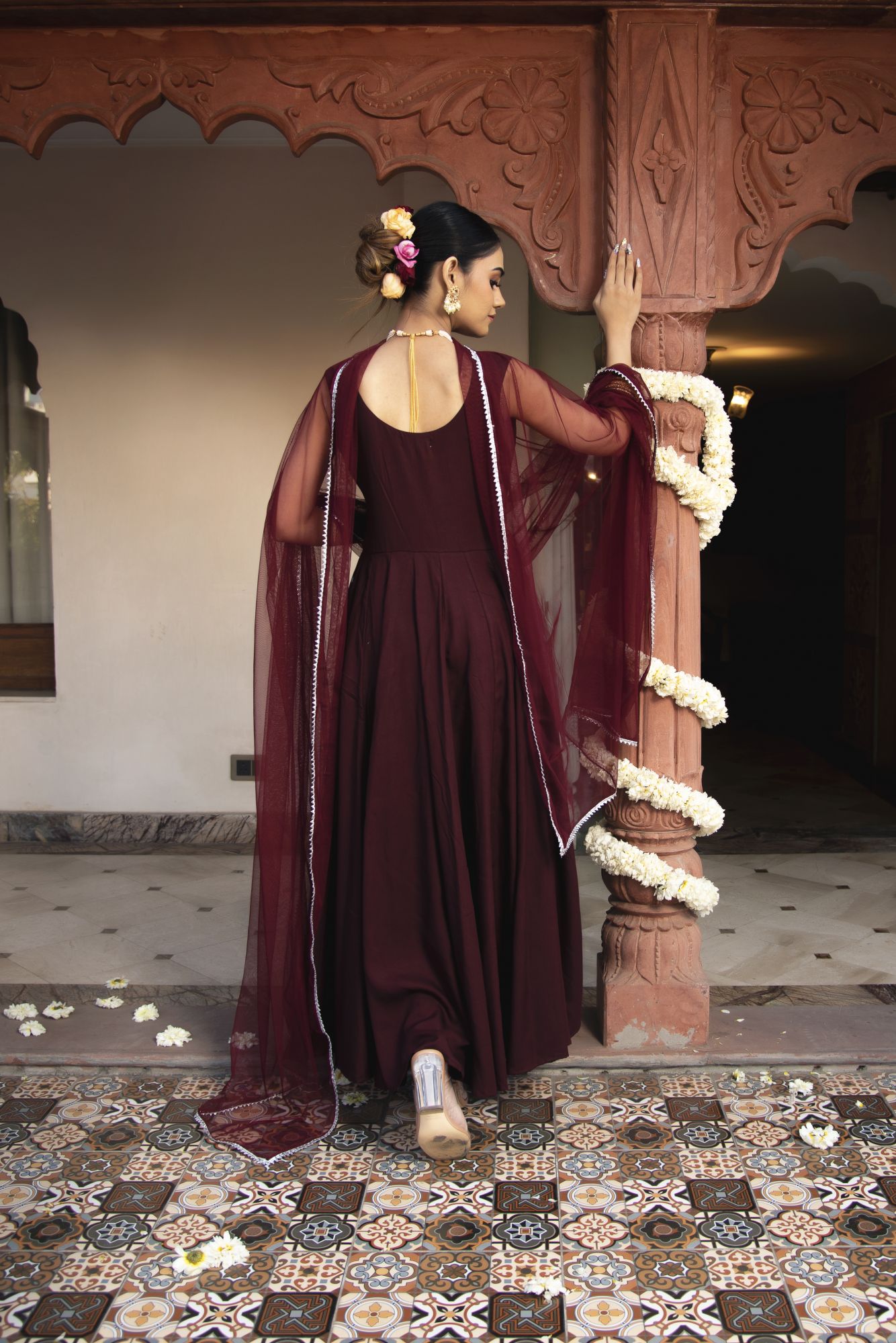 Classy Wine Anarkali Suit Set