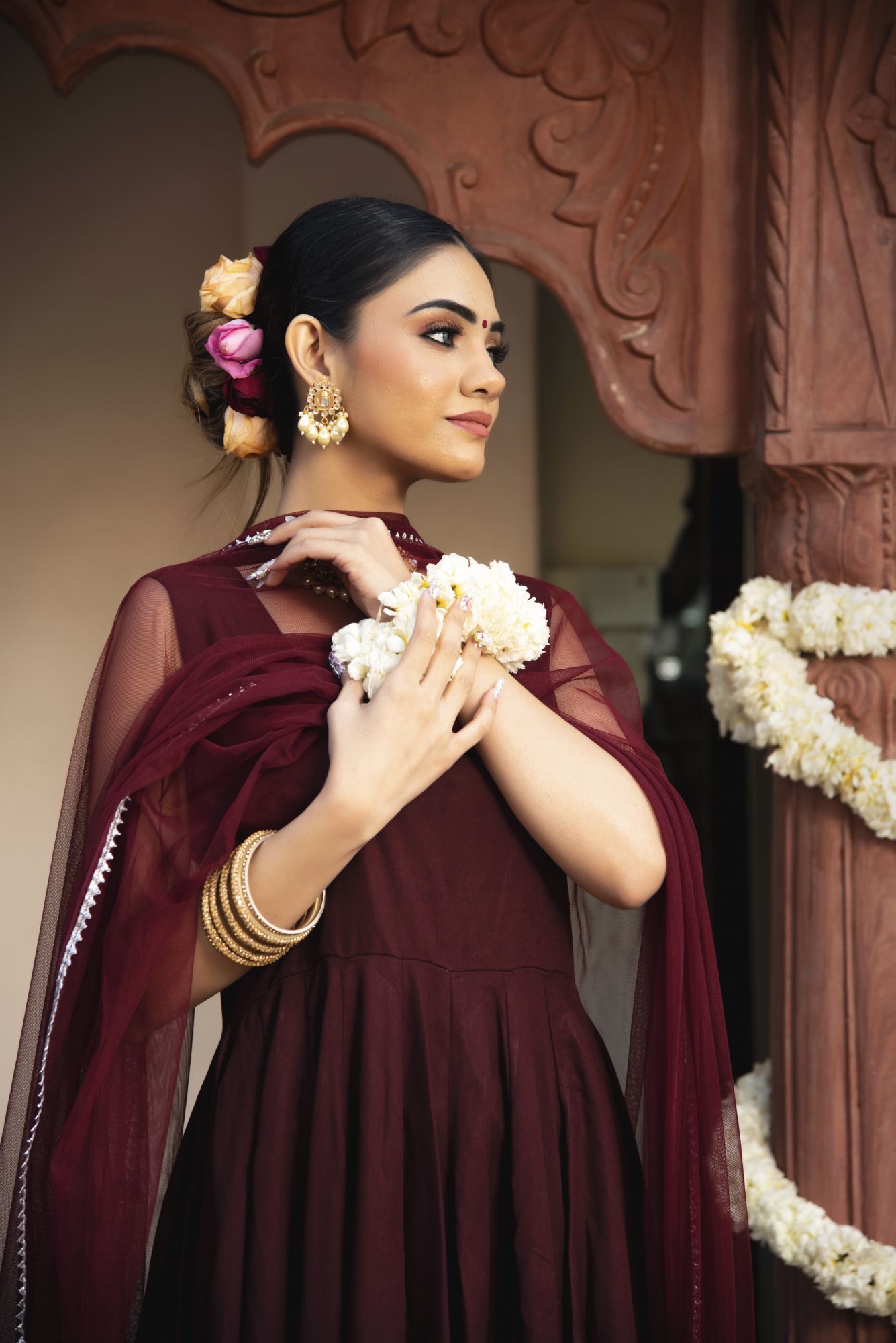 Classy Wine Anarkali Suit Set