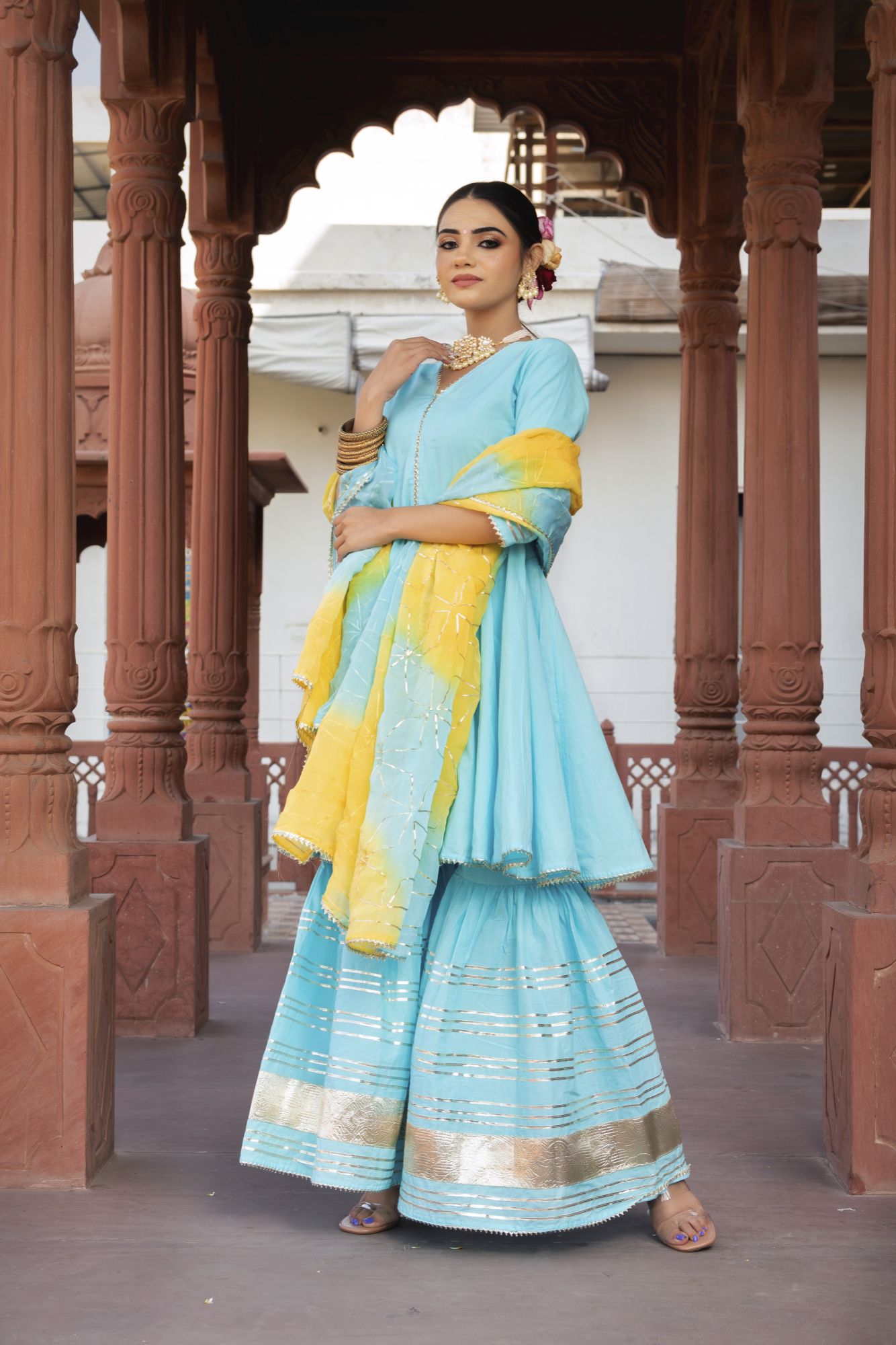 Firozi Gotapatti Sharara Set