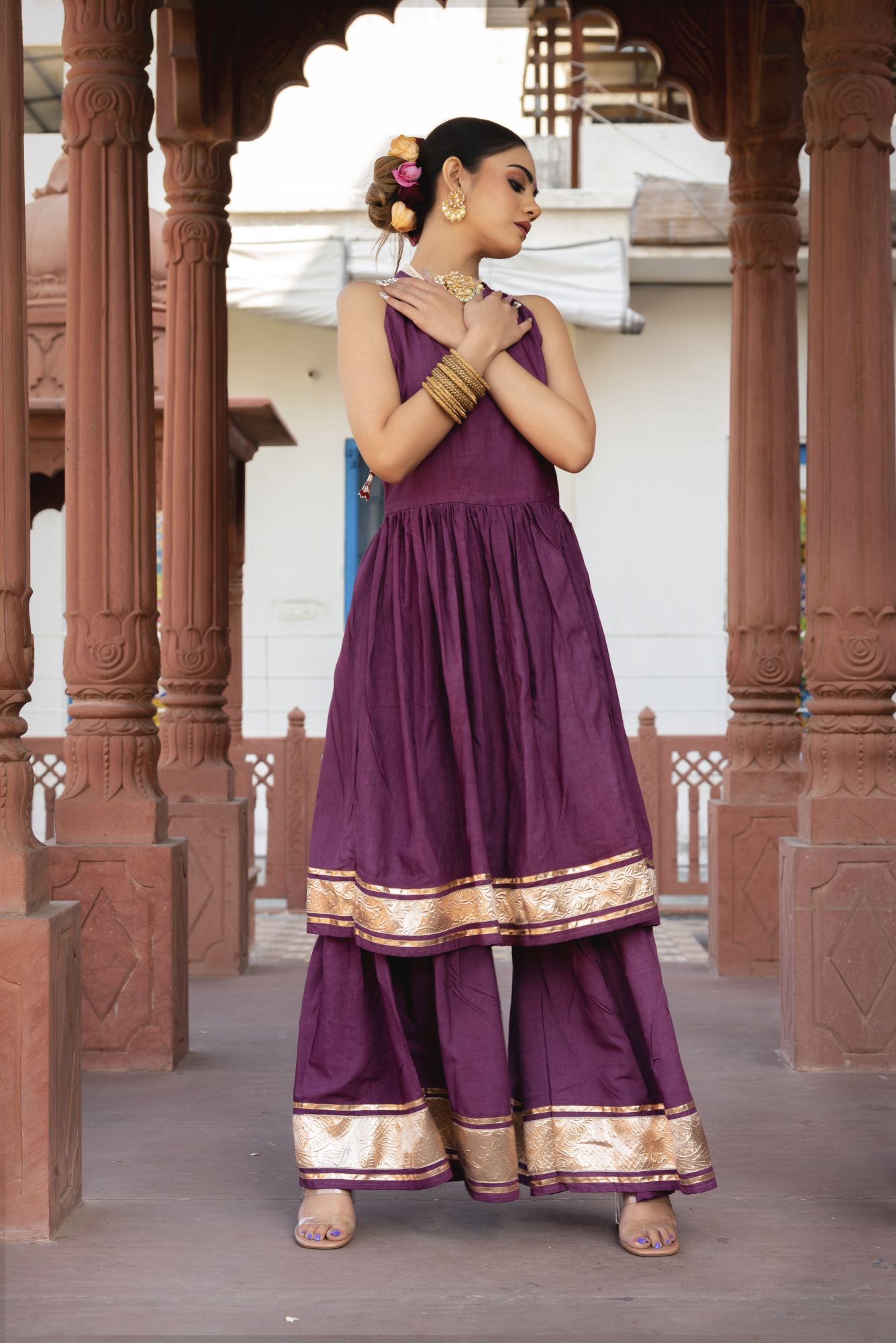 Purple Play Gotapatti Anarkali Suit Set