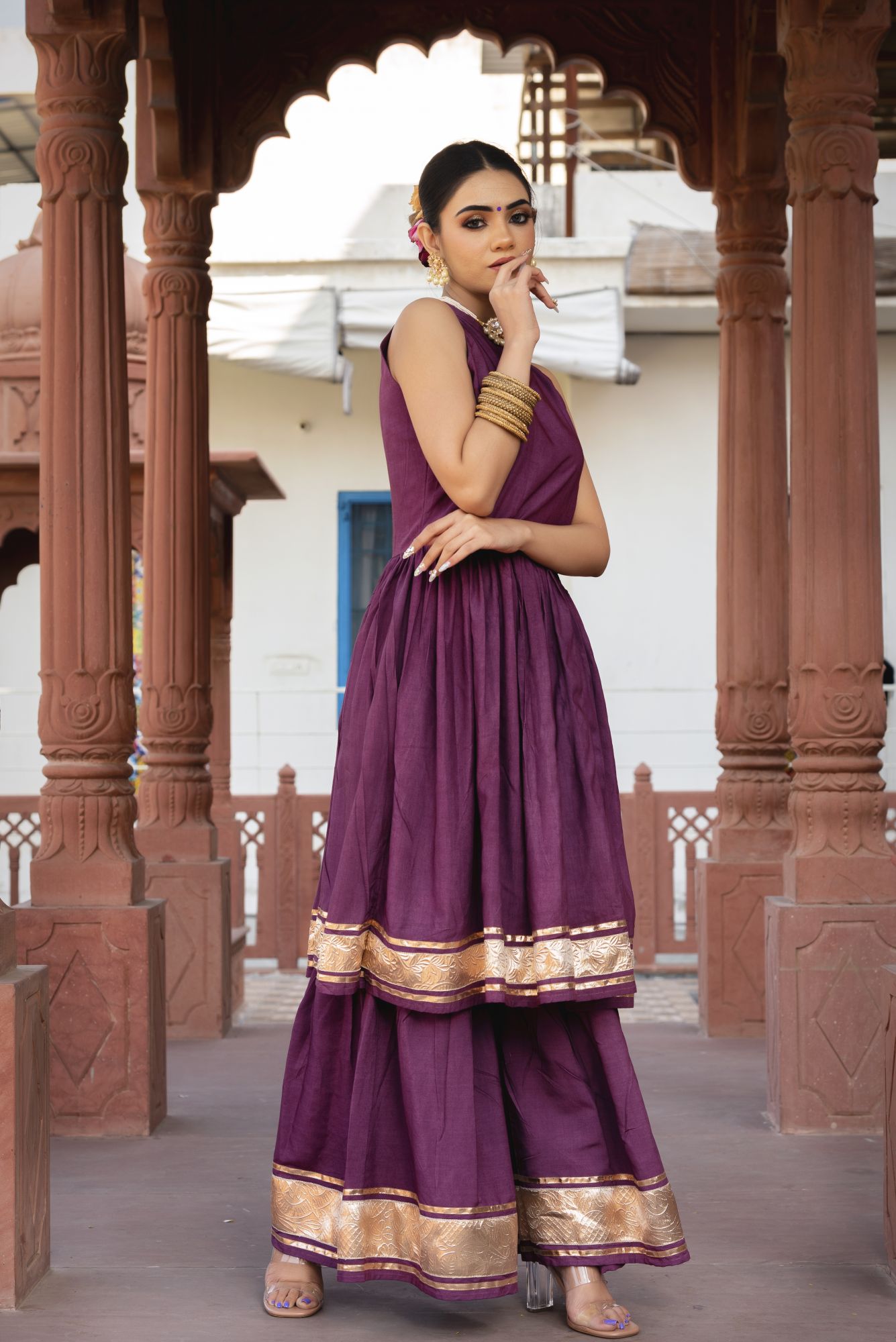 Purple Play Gotapatti Anarkali Suit Set