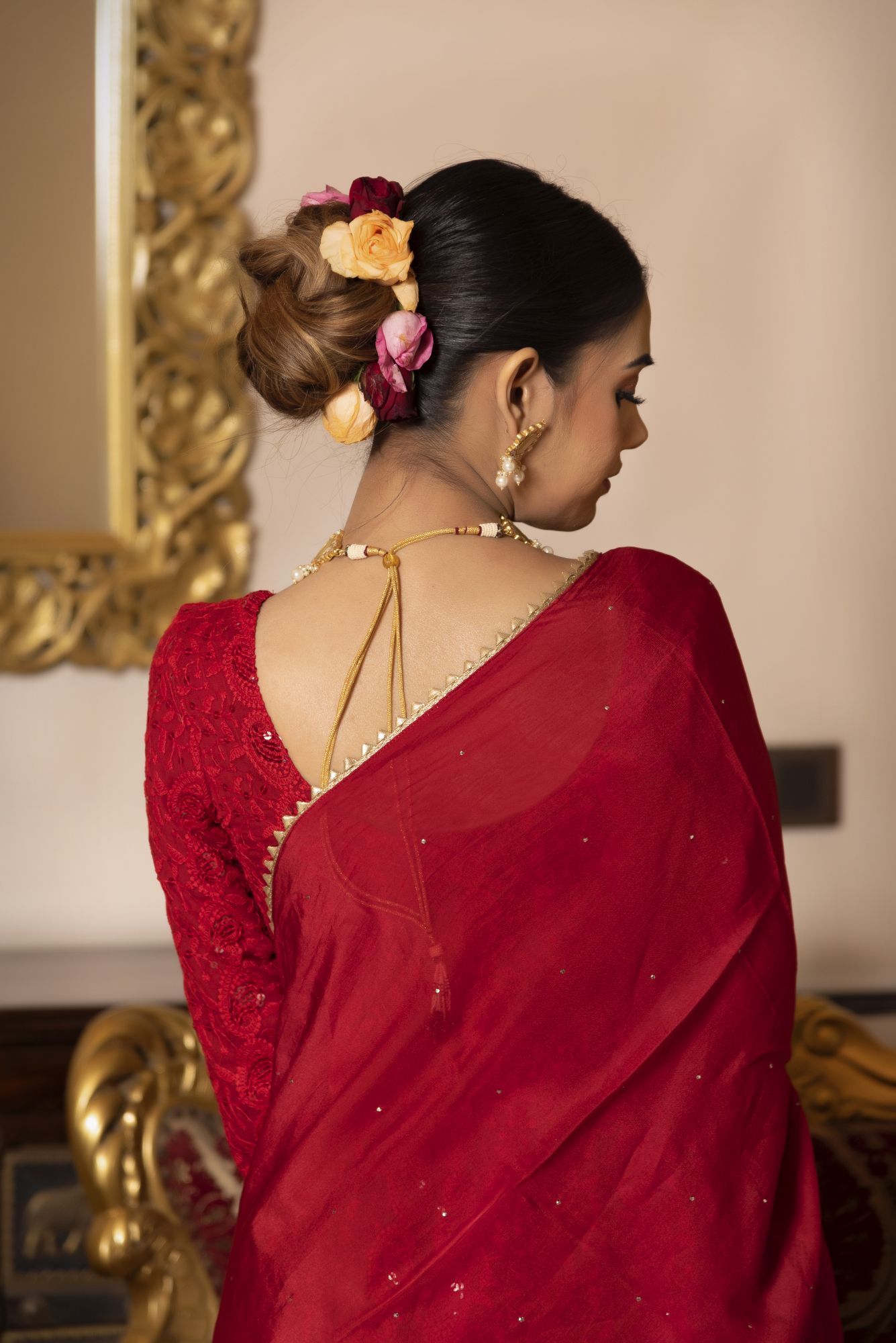 Princess Red Chikankari Anarkali Suit Set