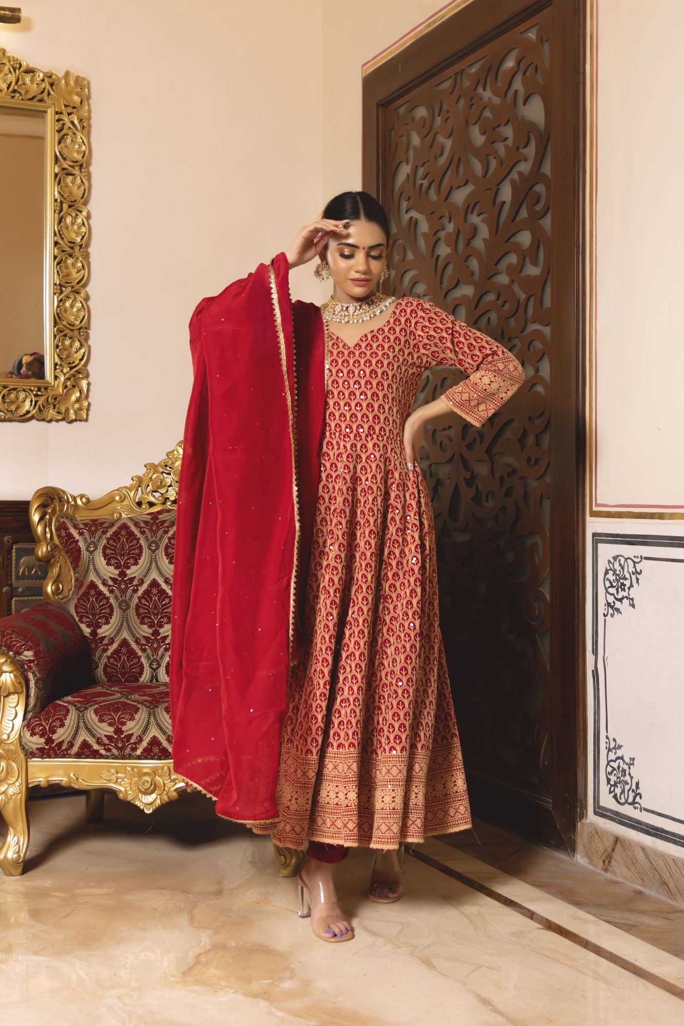 Royal Maan Chikankari Anarkali Suit Set