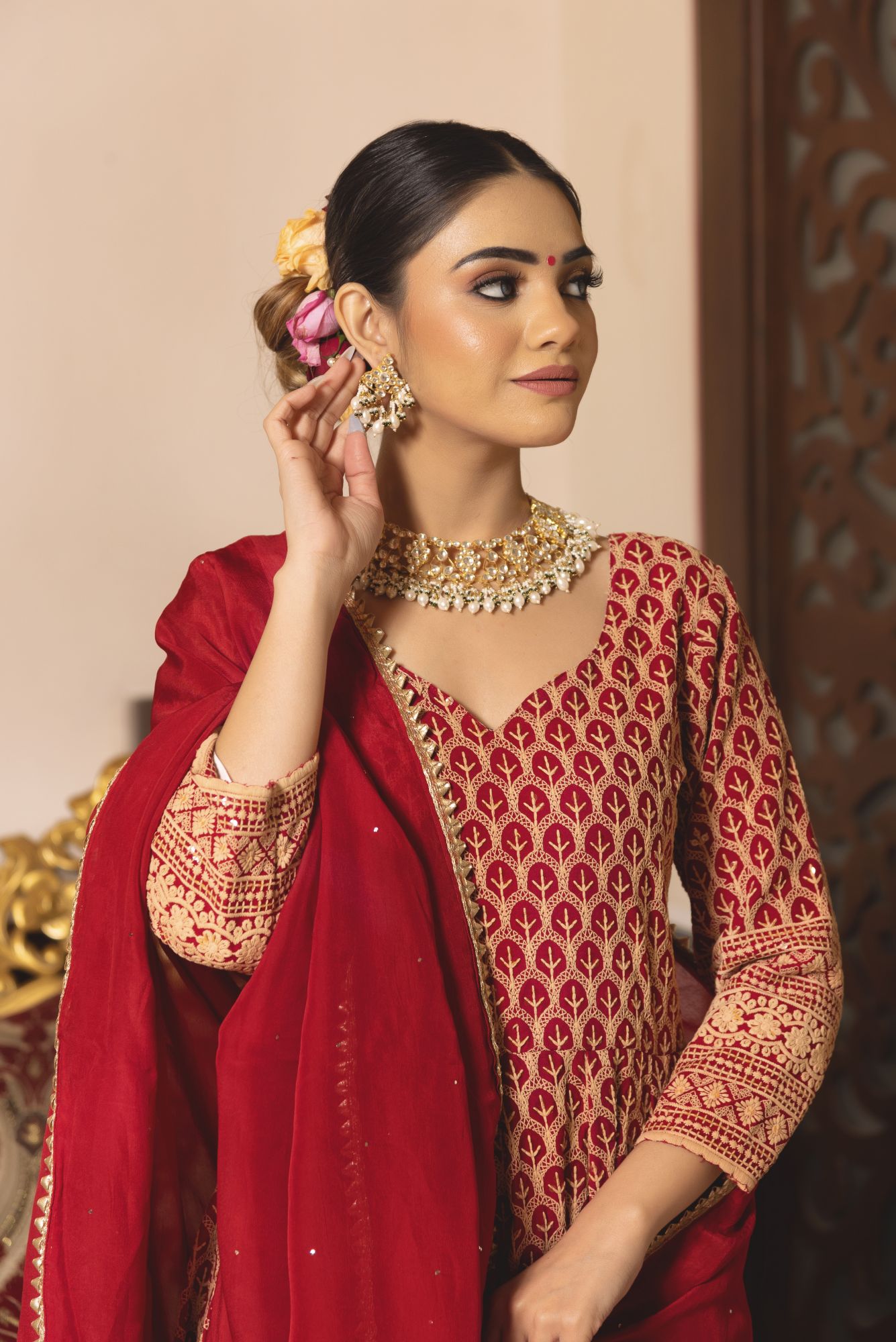 Royal Maan Chikankari Anarkali Suit Set