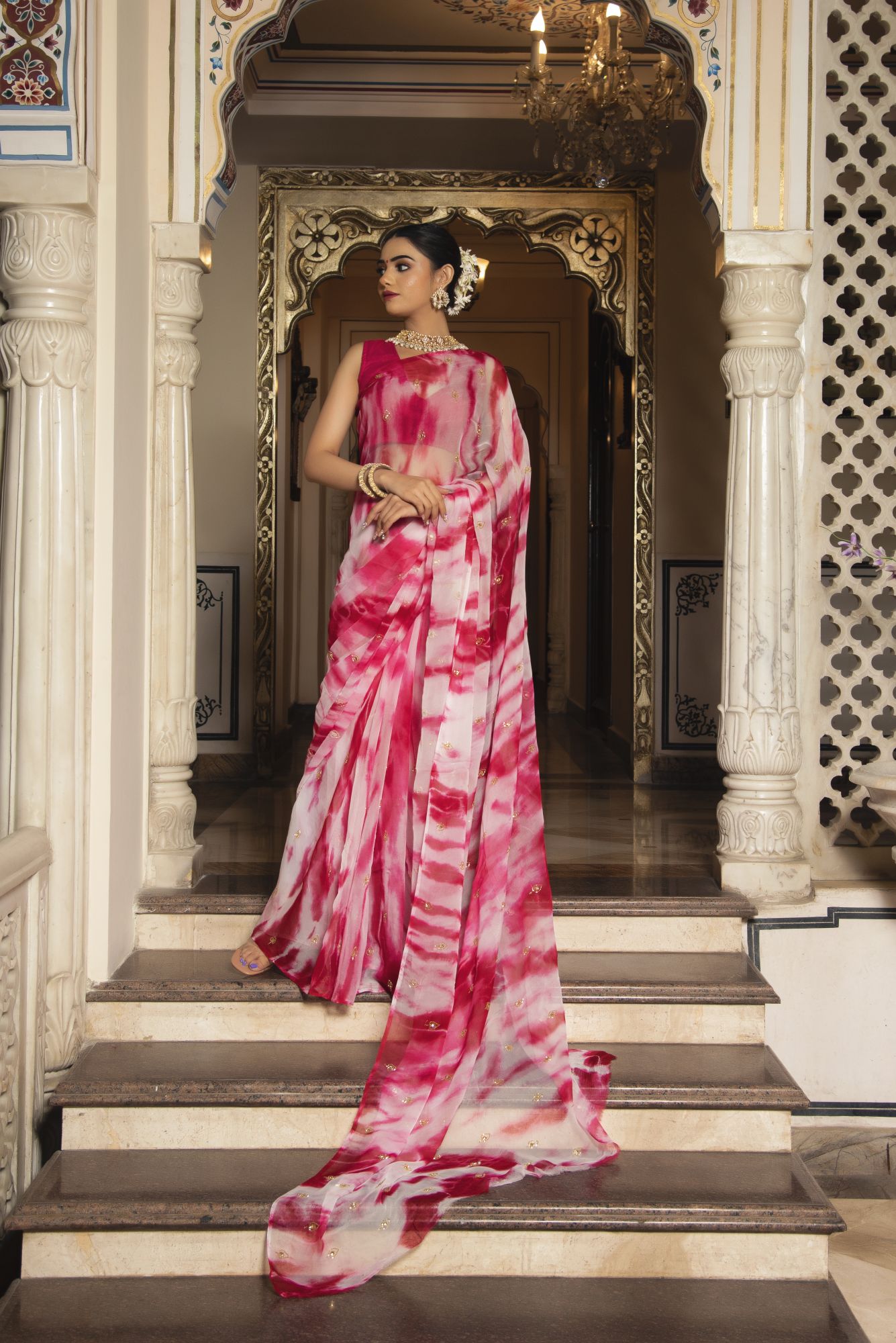Urban Mix Tie and Dye Chiffon Saree