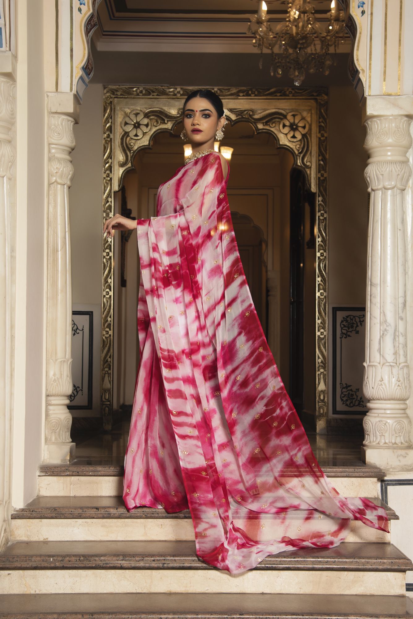 Urban Mix Tie and Dye Chiffon Saree