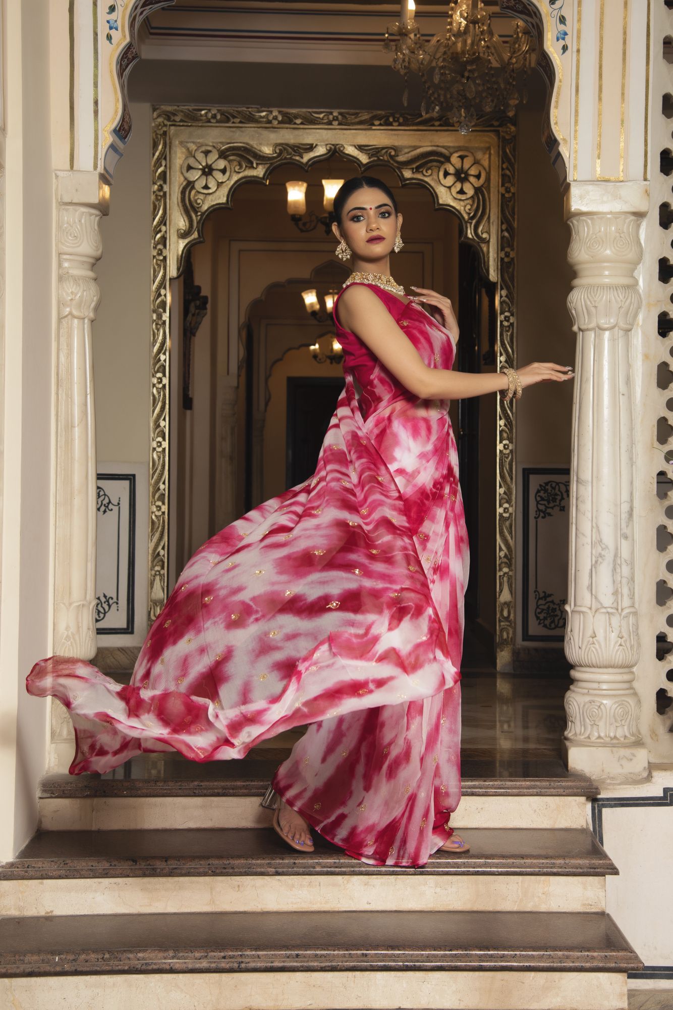 Urban Mix Tie and Dye Chiffon Saree