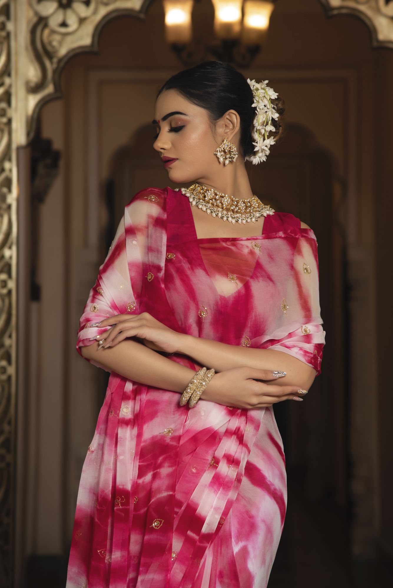 Urban Mix Tie and Dye Chiffon Saree