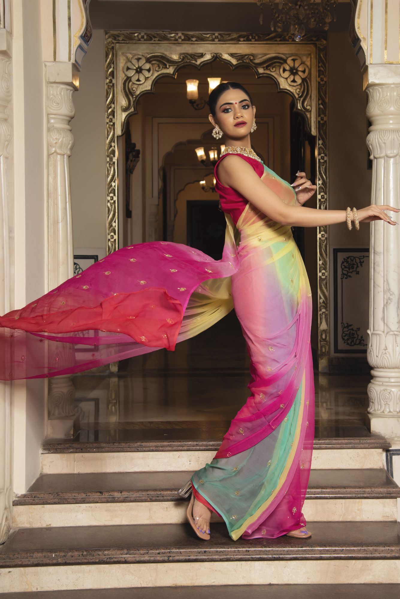 Bridesmaids Pick Pure Chiffon Handwork Saree