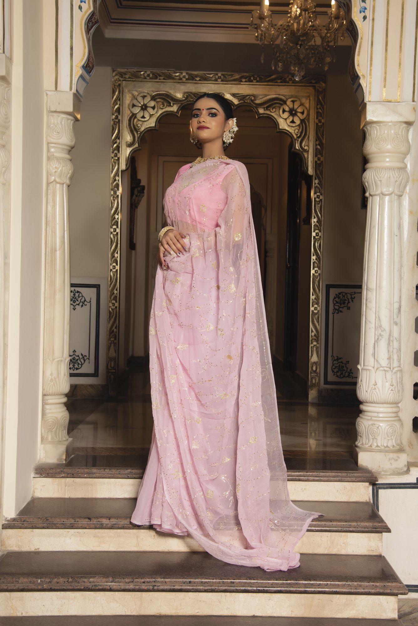 Rajkumari Pure Chiffon Handwork Saree