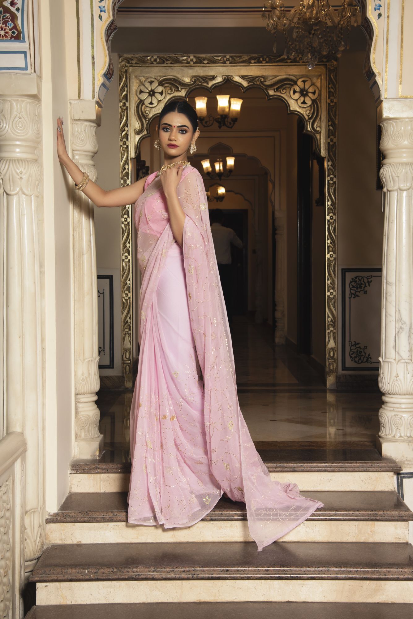 Rajkumari Pure Chiffon Handwork Saree