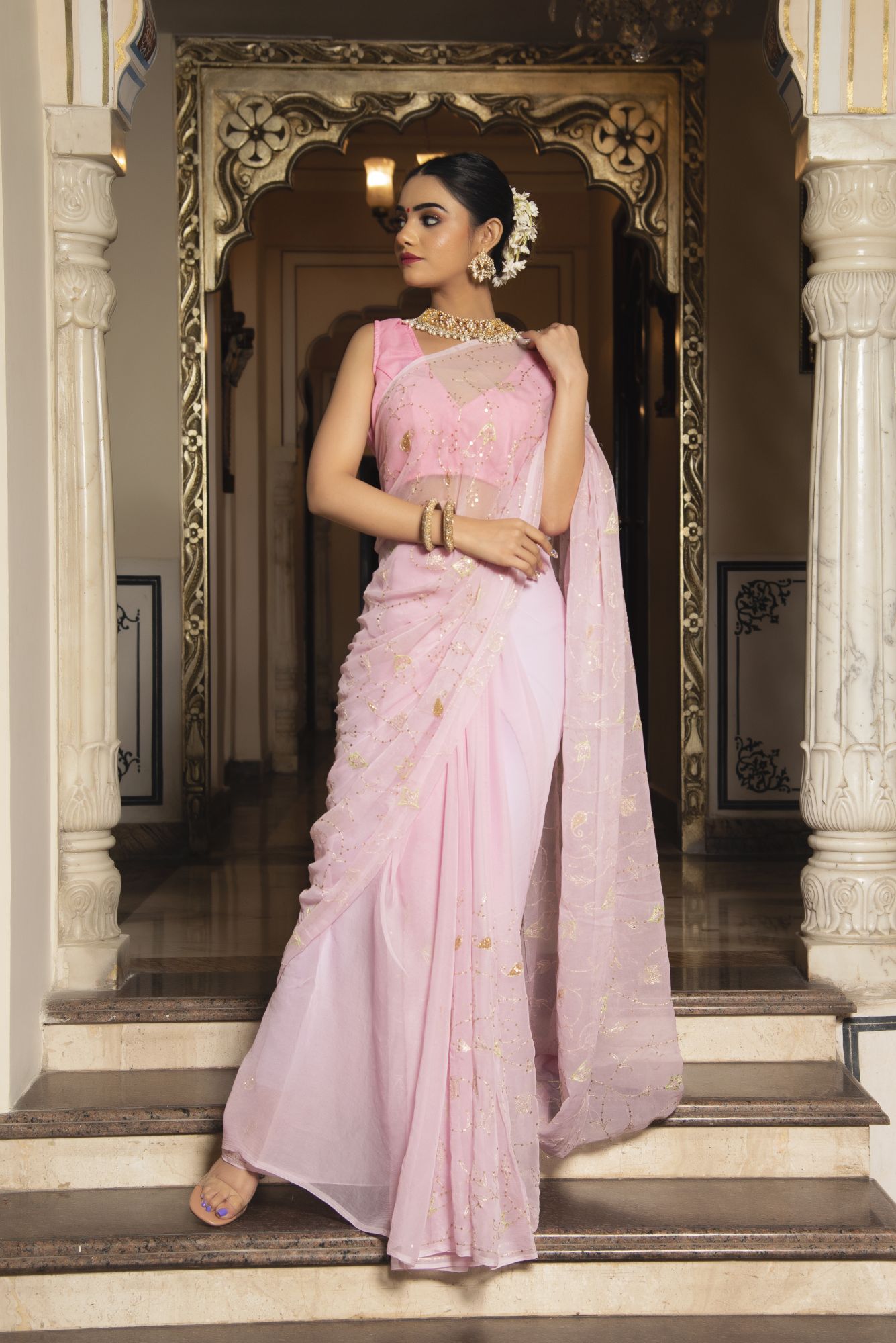 Rajkumari Pure Chiffon Handwork Saree