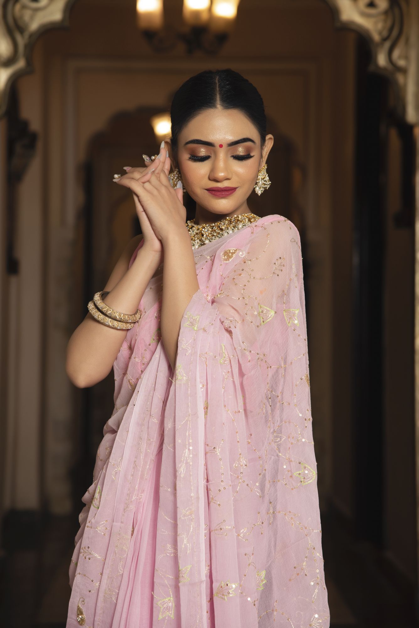 Rajkumari Pure Chiffon Handwork Saree