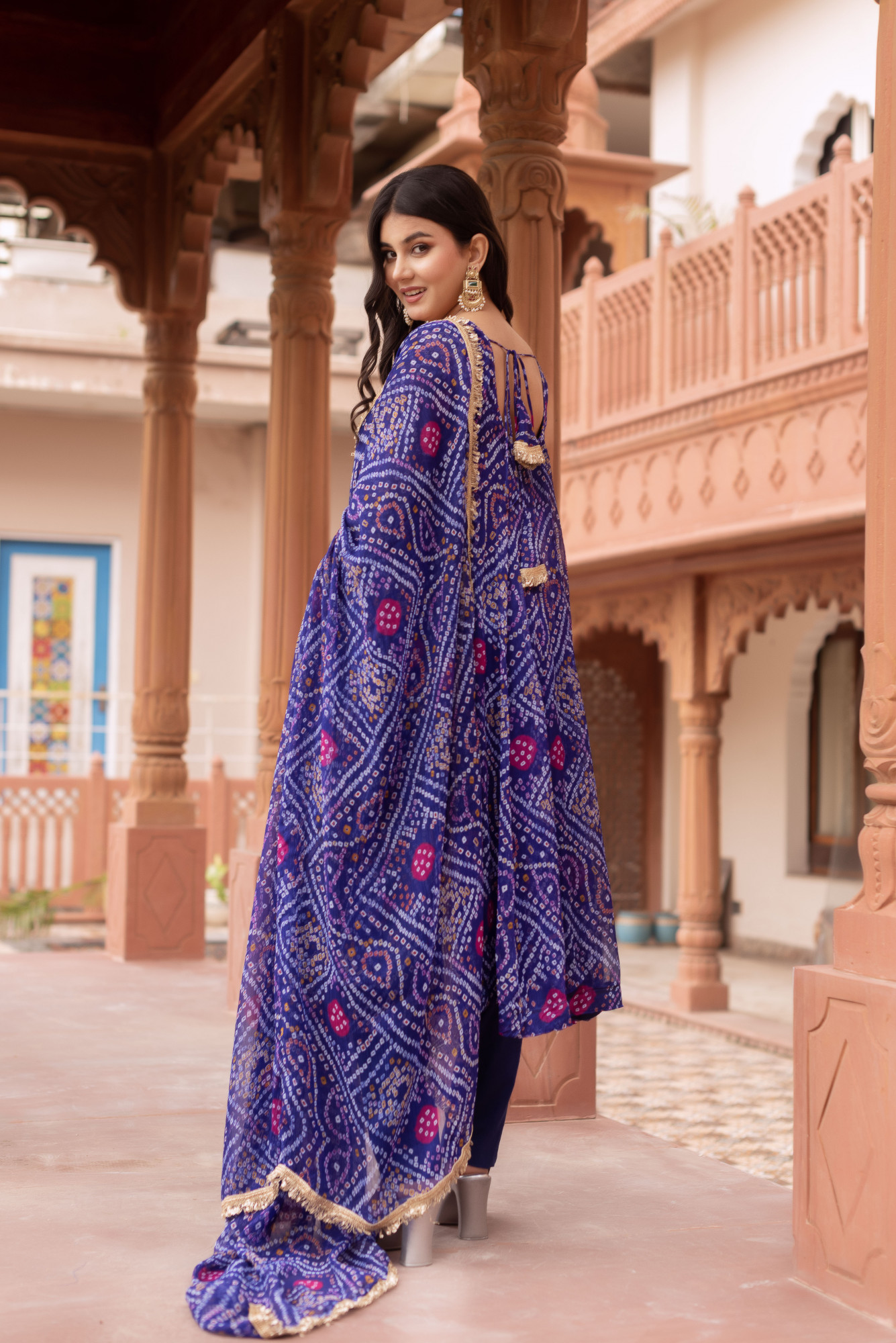 Blue Bandhej Georgette Suit set