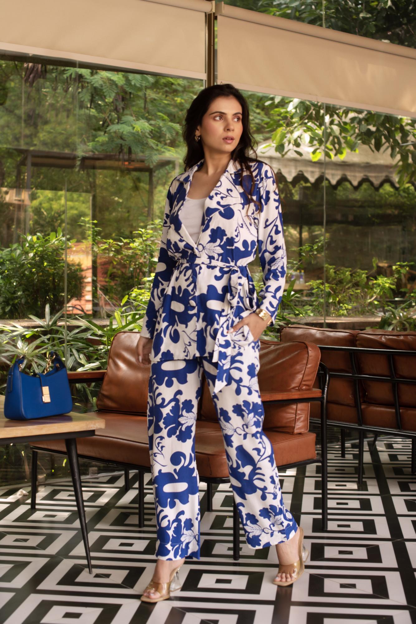 Blue and White Coord Set