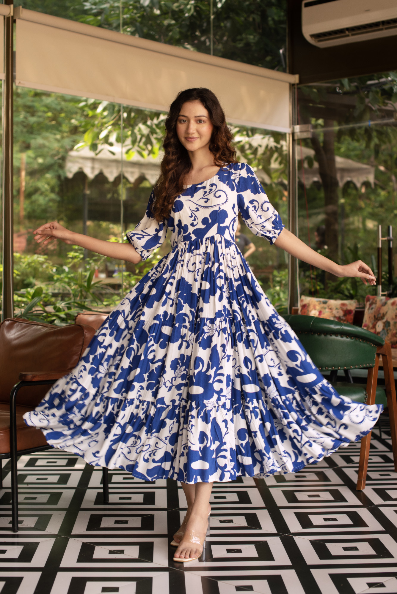 Blue and White Dress