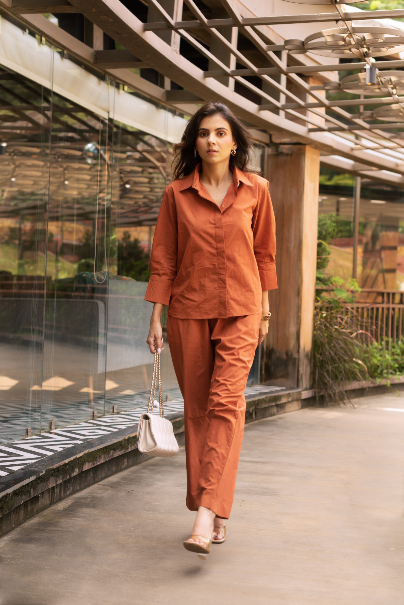 Walnut Brown Poplin Cotton Coord Set