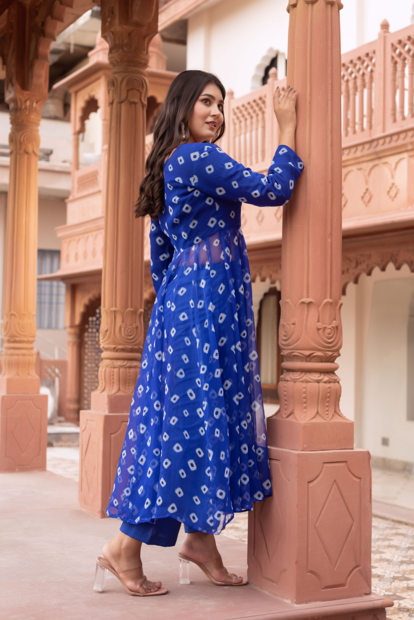 Blue Slit Georgette Suit Set