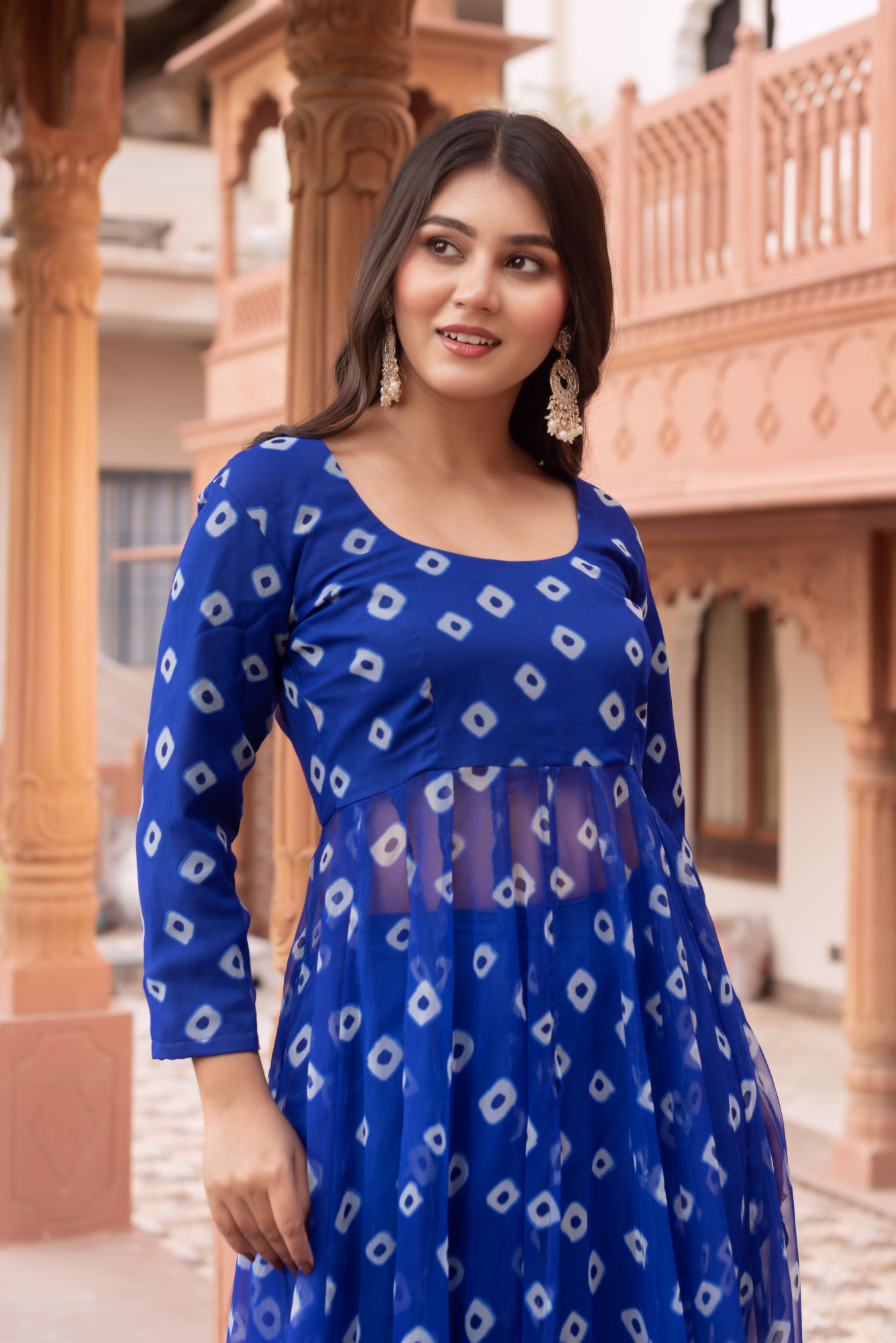 Blue Slit Georgette Suit Set