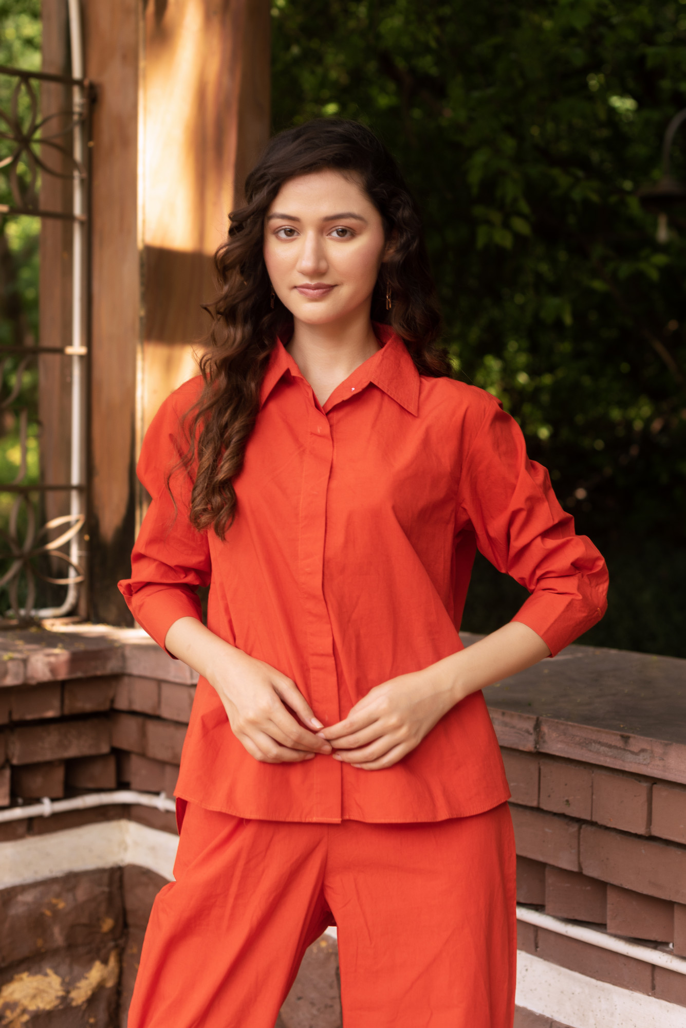 Orange Poplin Cotton Coord Set