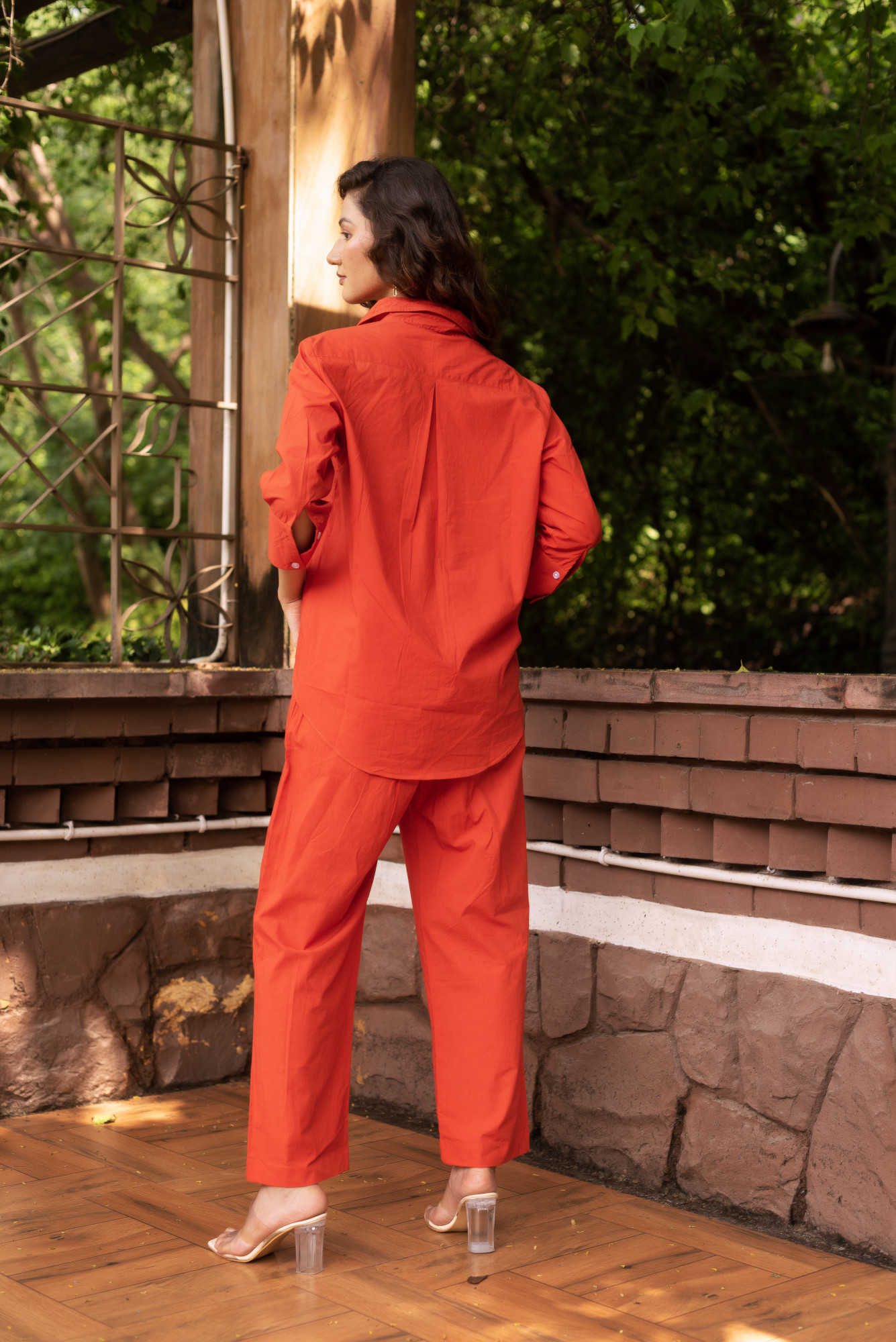 Orange Poplin Cotton Coord Set