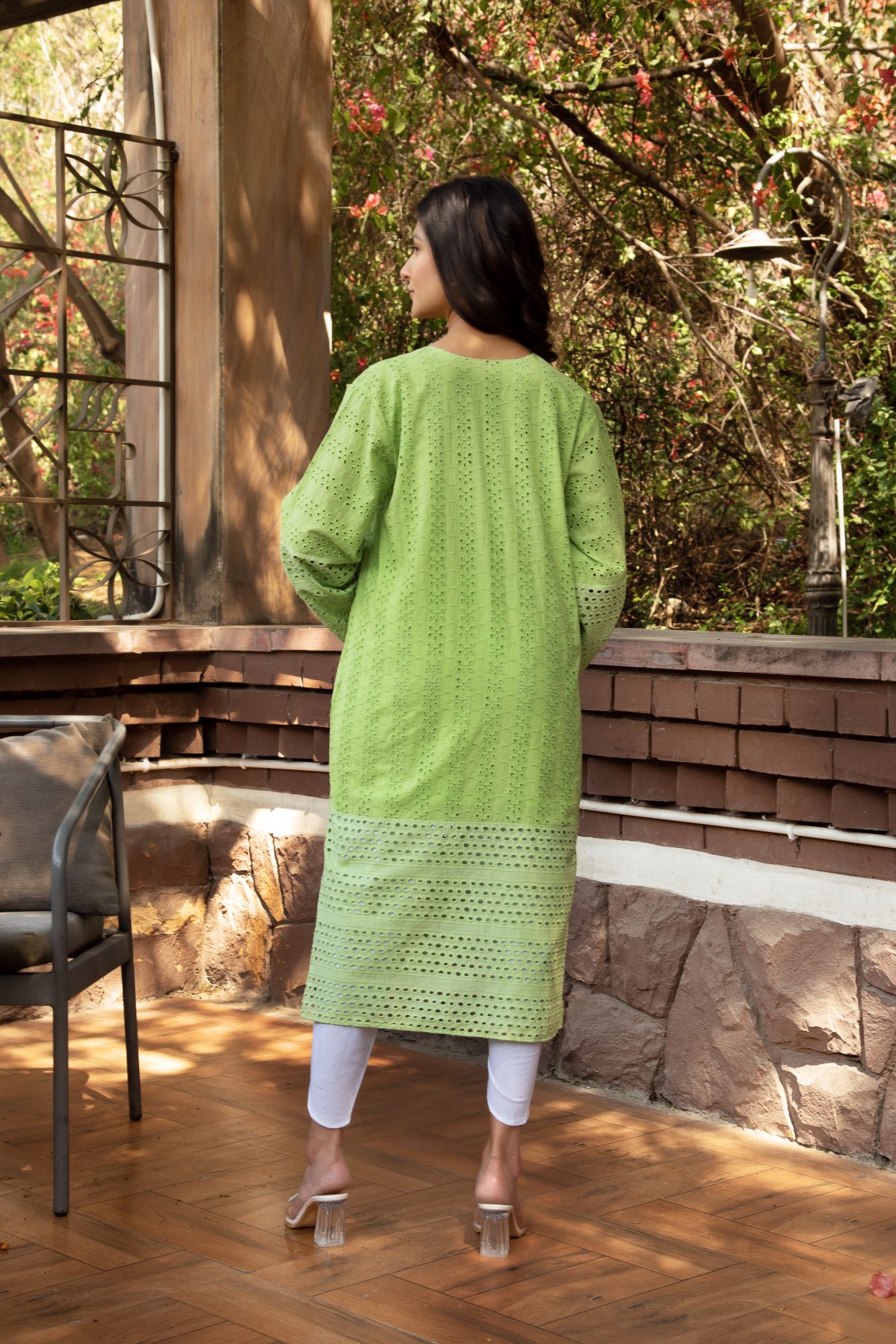Green schiffli Jaal Kurta Set