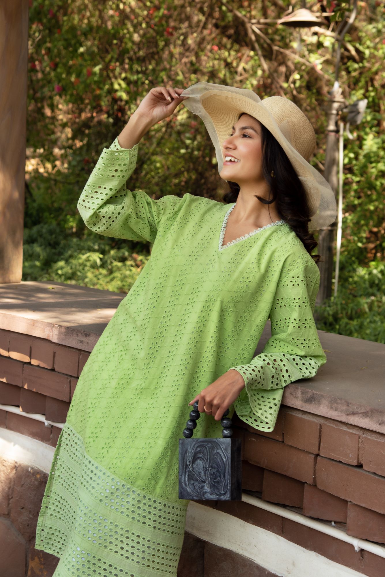 Green schiffli Jaal Kurta Set