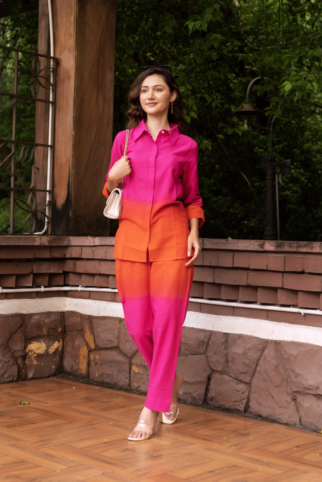 Pink And Orange Neon Linen Coord Set