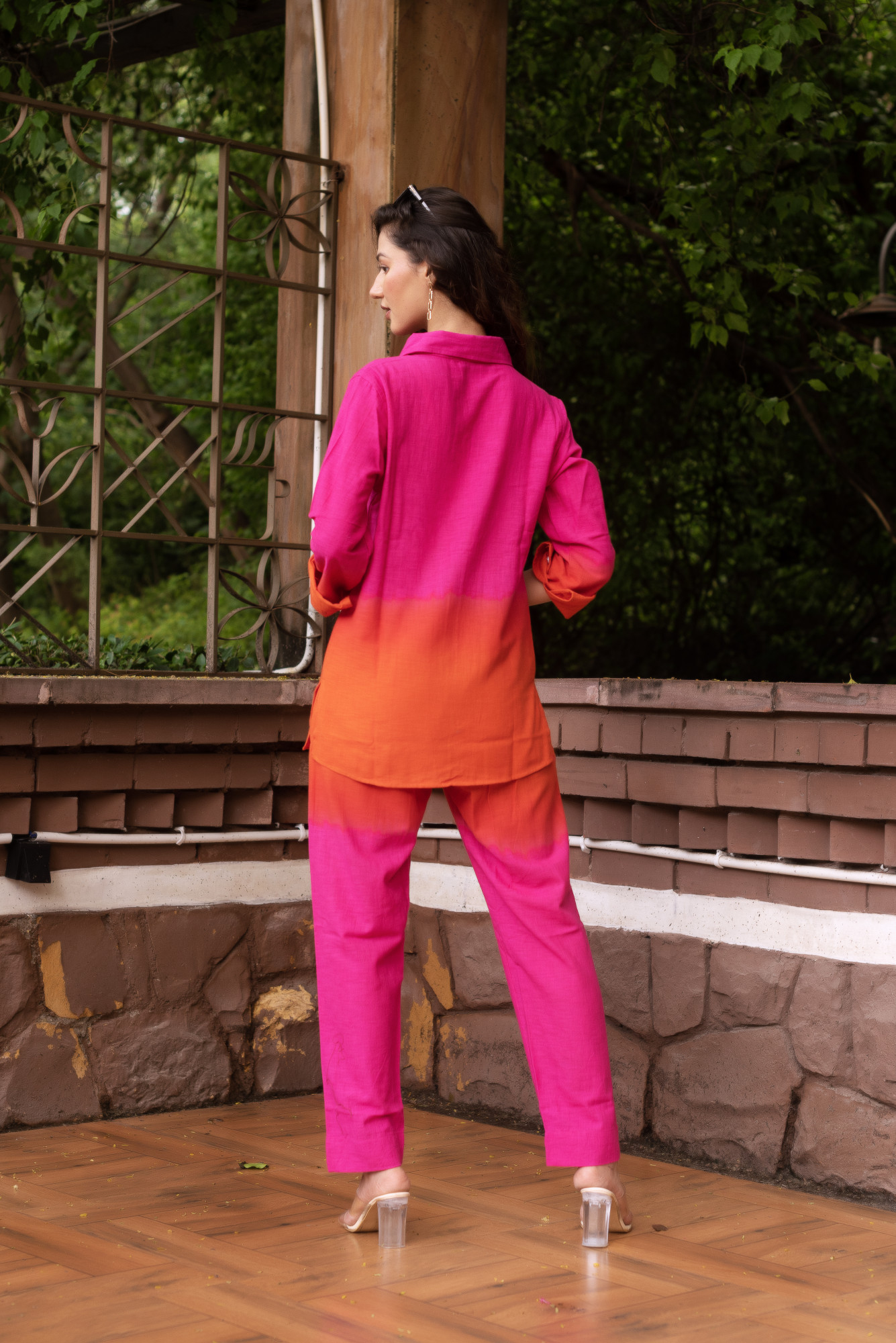 Pink And Orange Neon Linen Coord Set