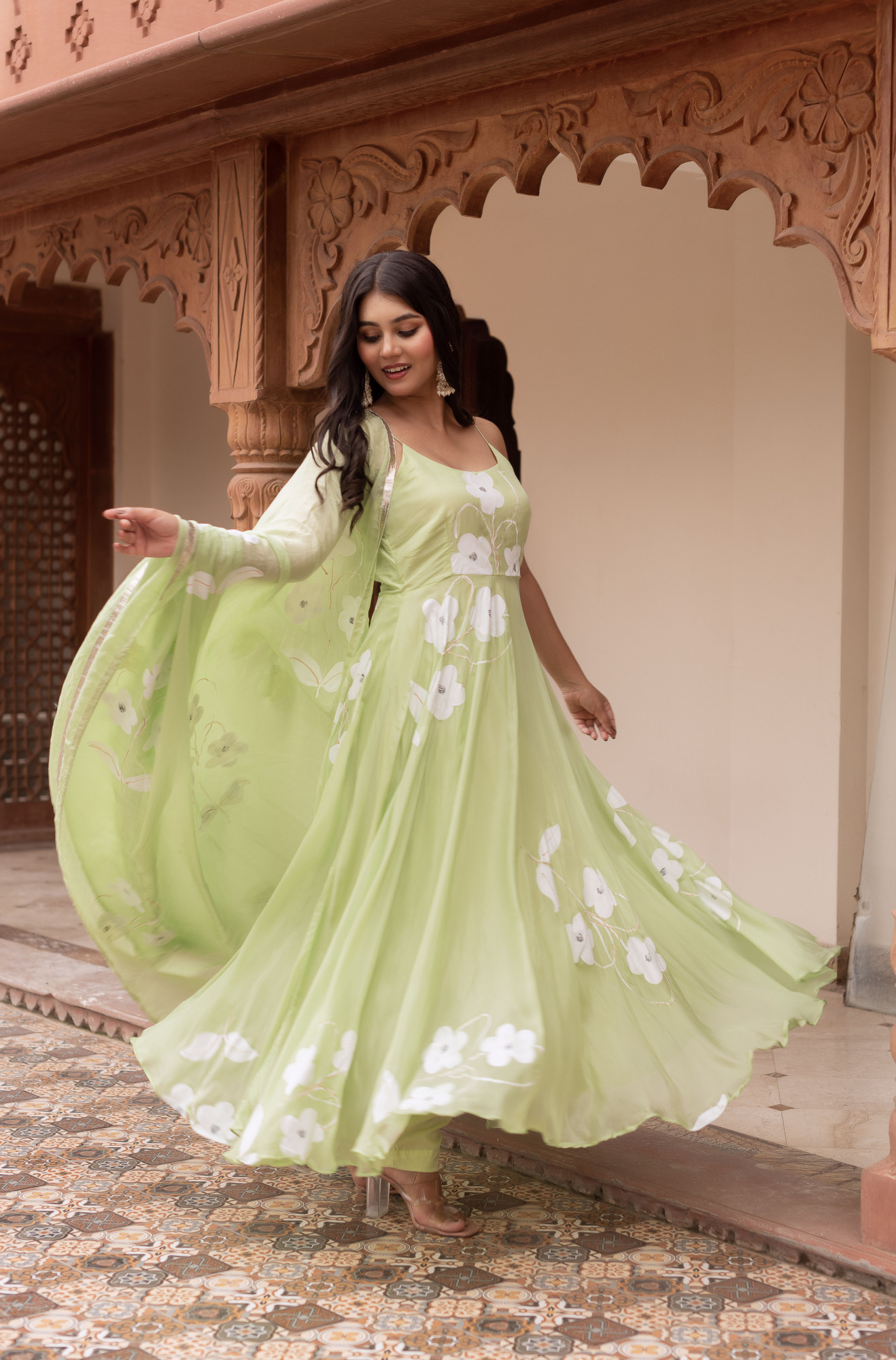 Pistachio Handpainted Suit Set