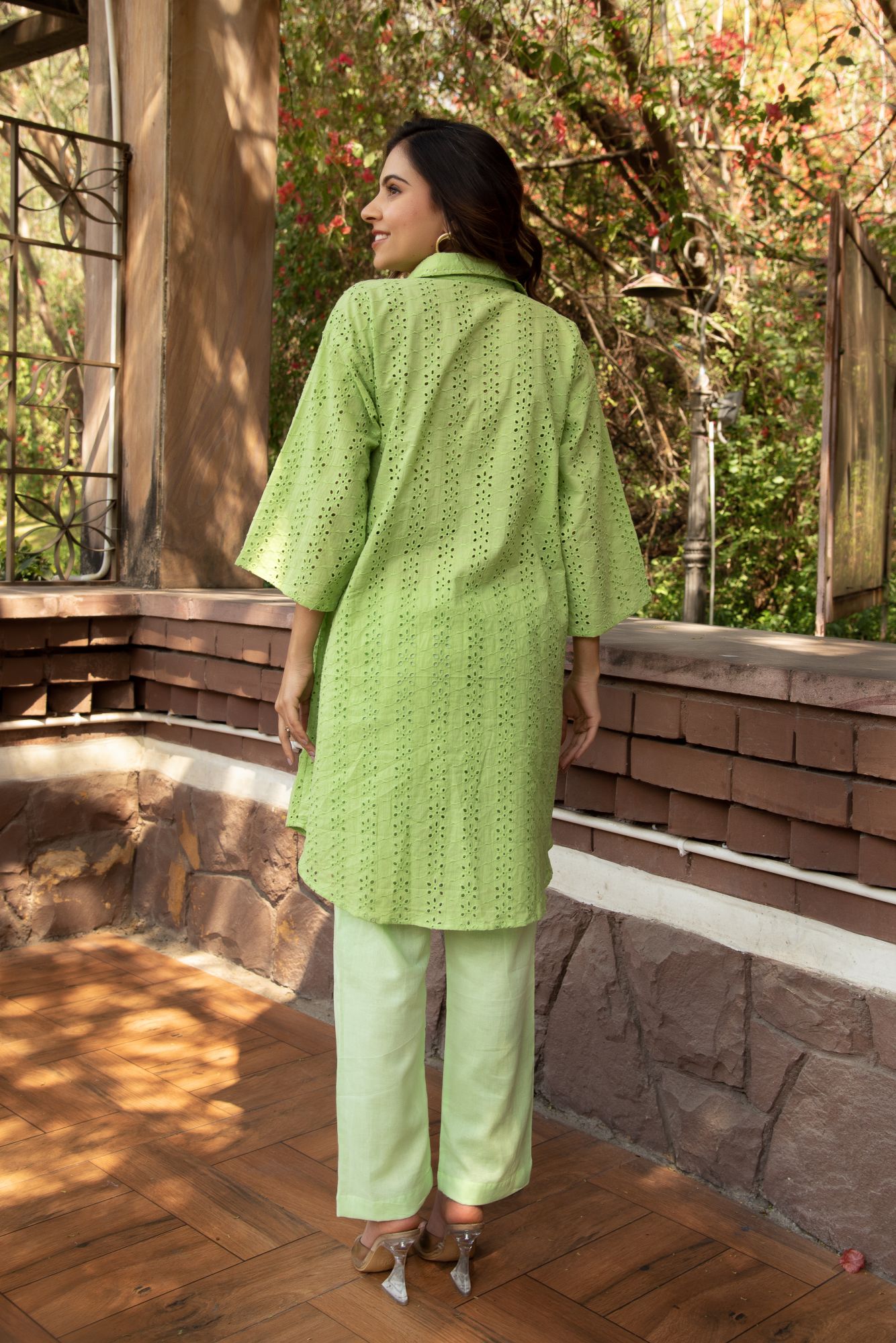 Green schiffli Coord Set