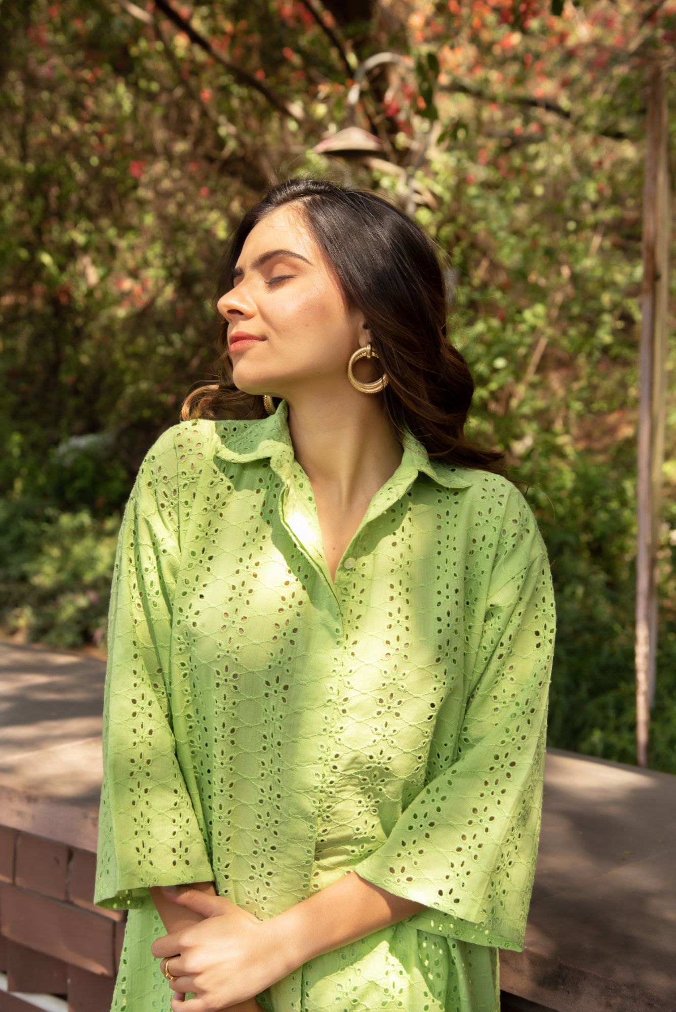 Green schiffli Coord Set
