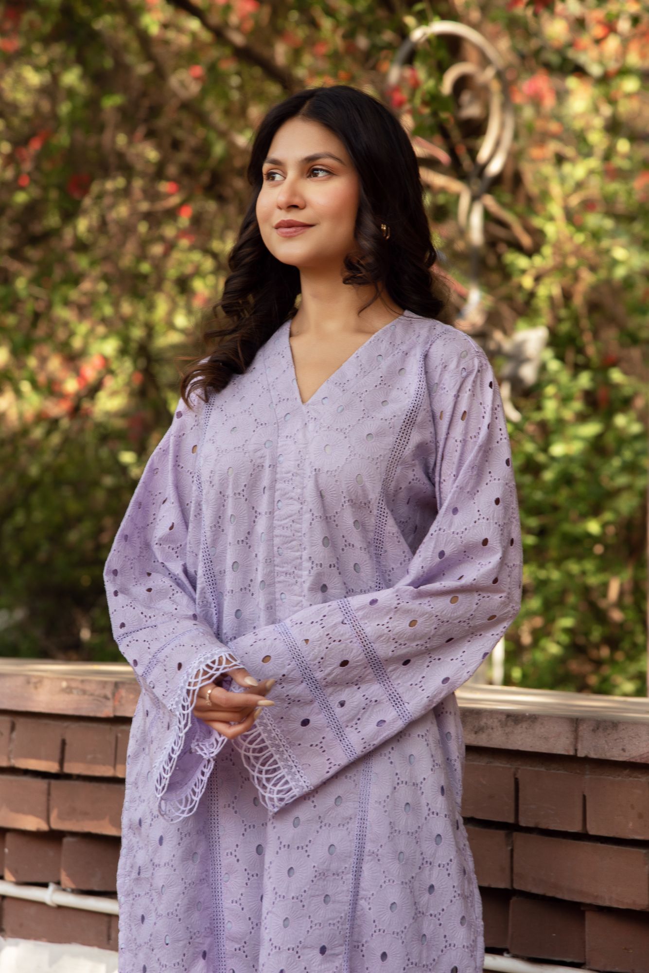 Lavender schiffli Oversize Pakistani Kurta Set