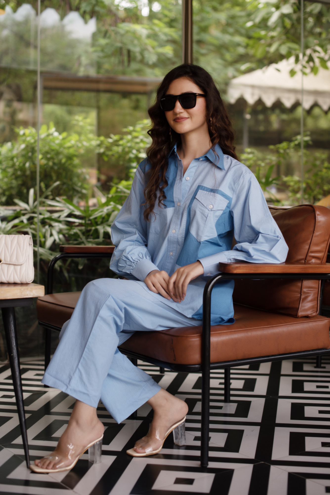 Blue Poplin Cotton Coord Set