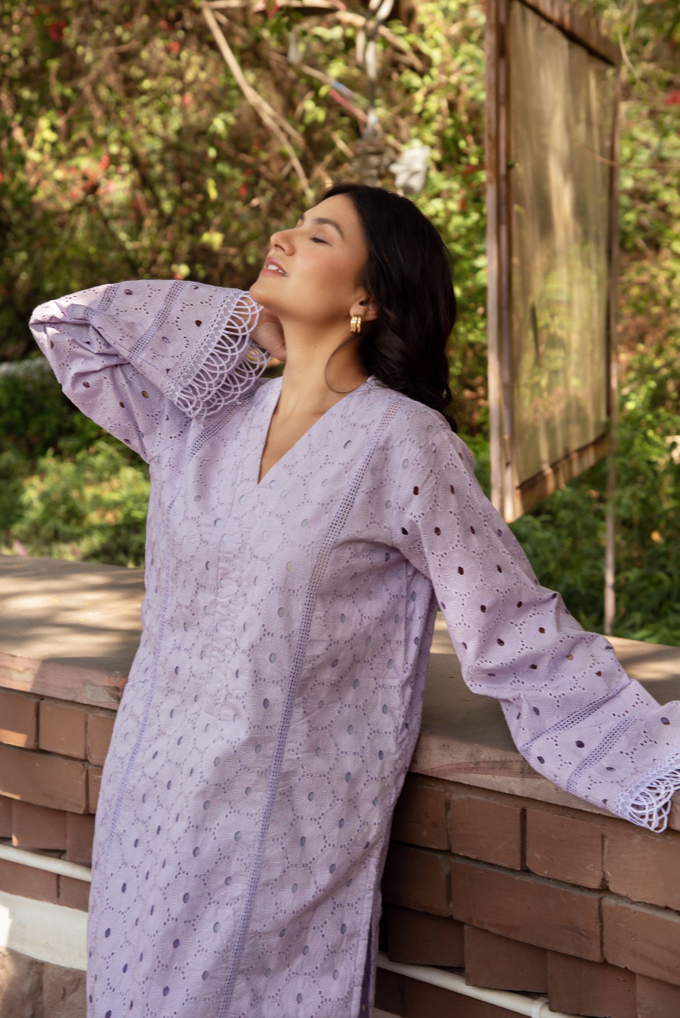 Lavender schiffli Oversize Pakistani Kurta Set